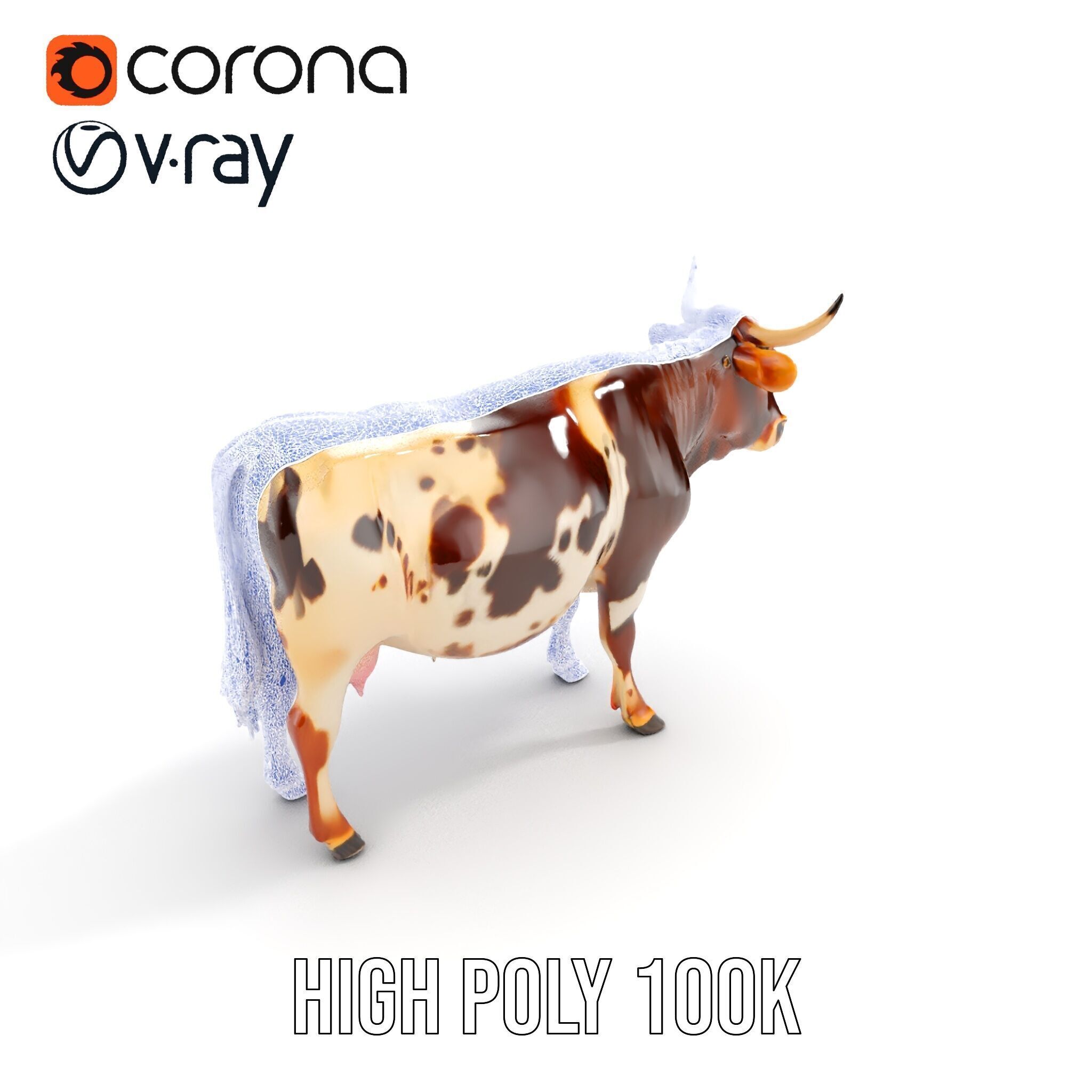 Realistic Farm Animal Cow Model Pack Low-poly 3D model_23