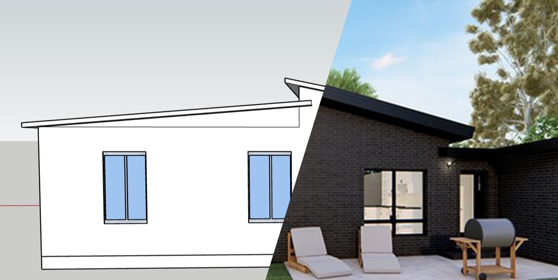 Modern Three Bedroom House  Complete 3D Model  Drawing Rendering 3D model_3