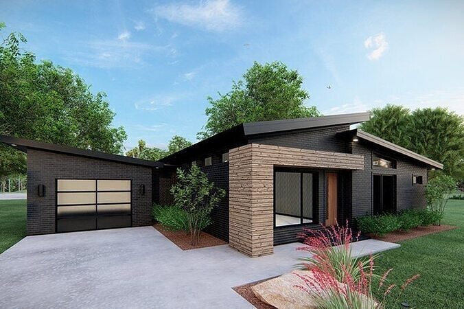 Modern Three Bedroom House  Complete 3D Model  Drawing Rendering Free 3D model