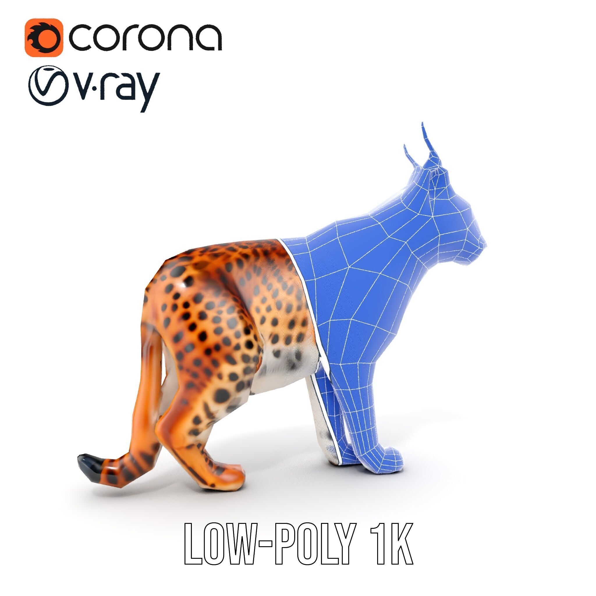 Realistic Lynx Model Pack with Detailed Fur Low-poly 3D model_16
