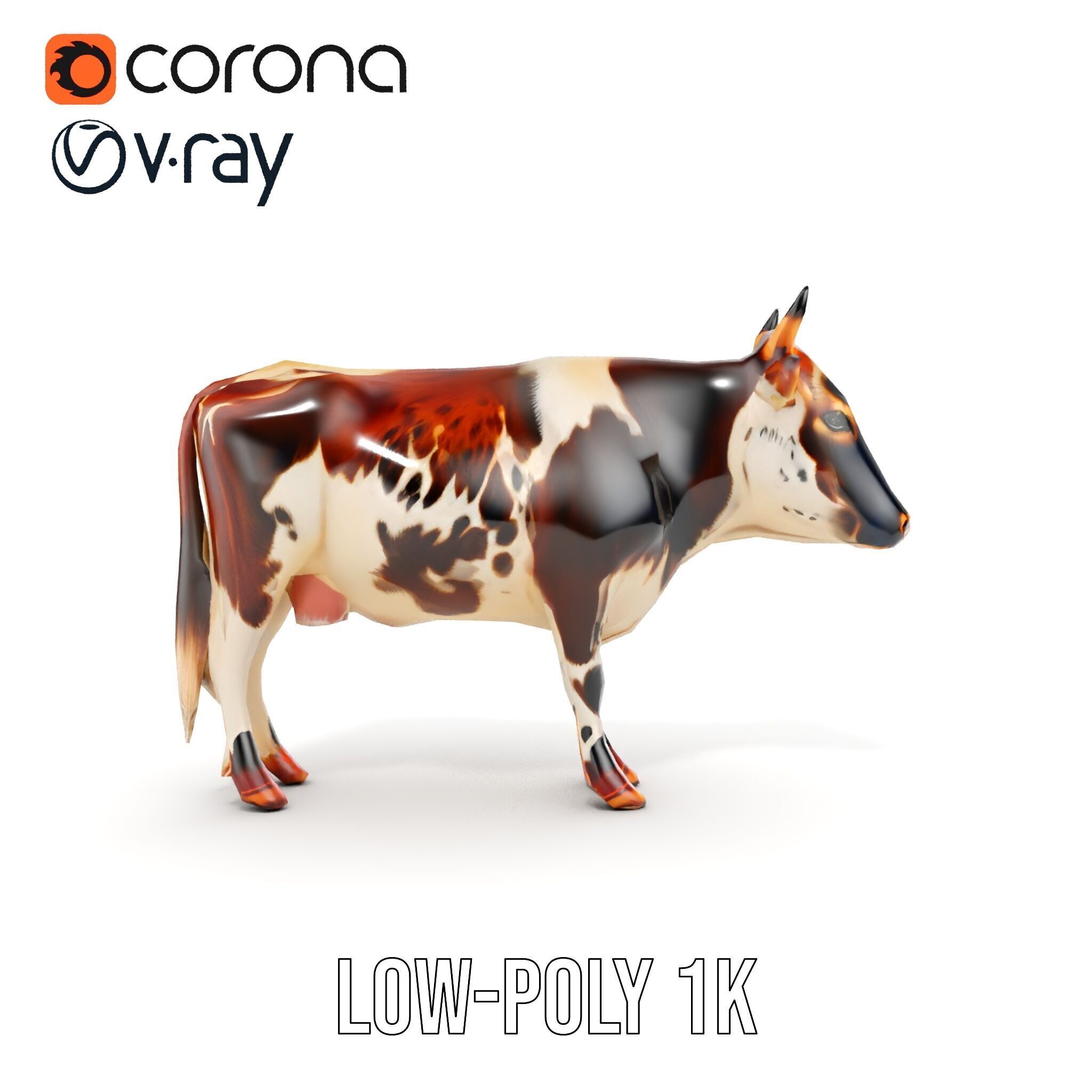 Spotted Cow D Model Pack Low-poly 3D model_7