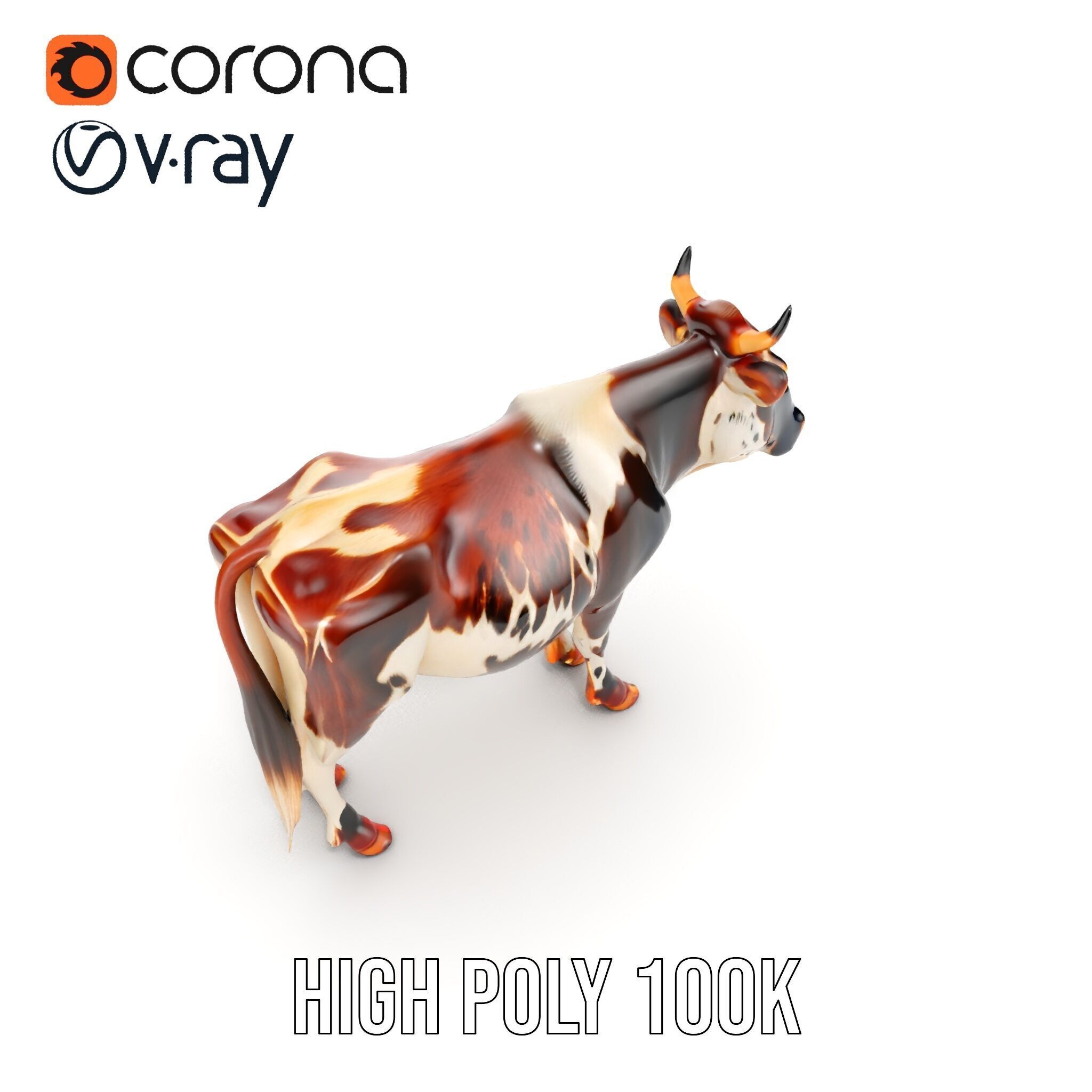 Spotted Cow D Model Pack Low-poly 3D model_30