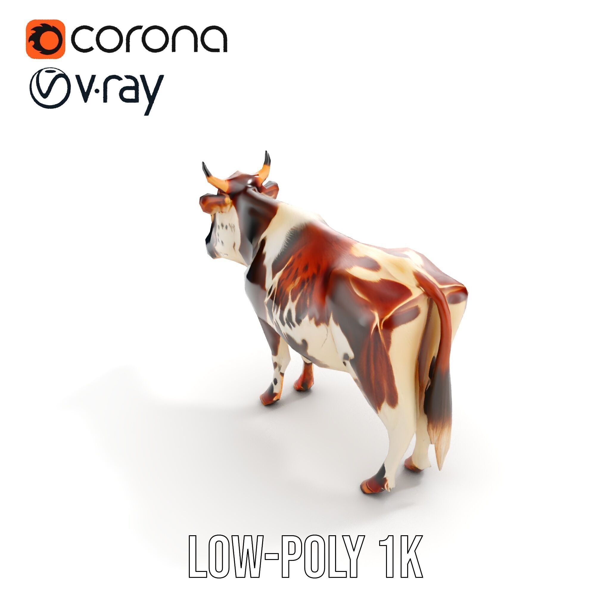 Spotted Cow D Model Pack Low-poly 3D model_16