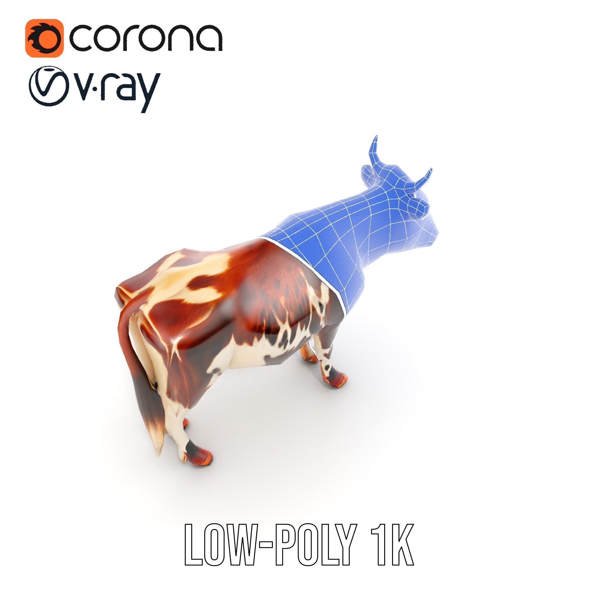 Spotted Cow D Model Pack Low-poly 3D model_20