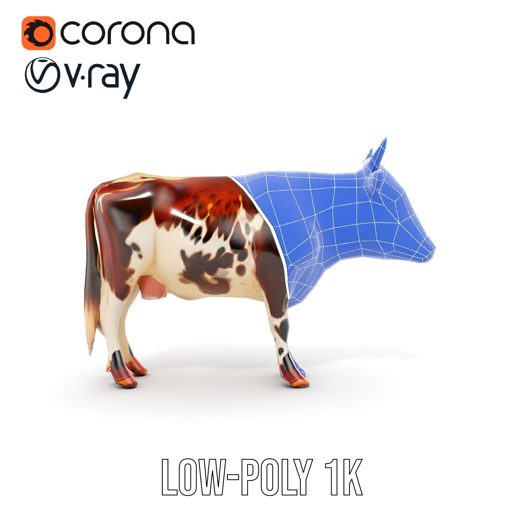Spotted Cow D Model Pack Low-poly 3D model_29