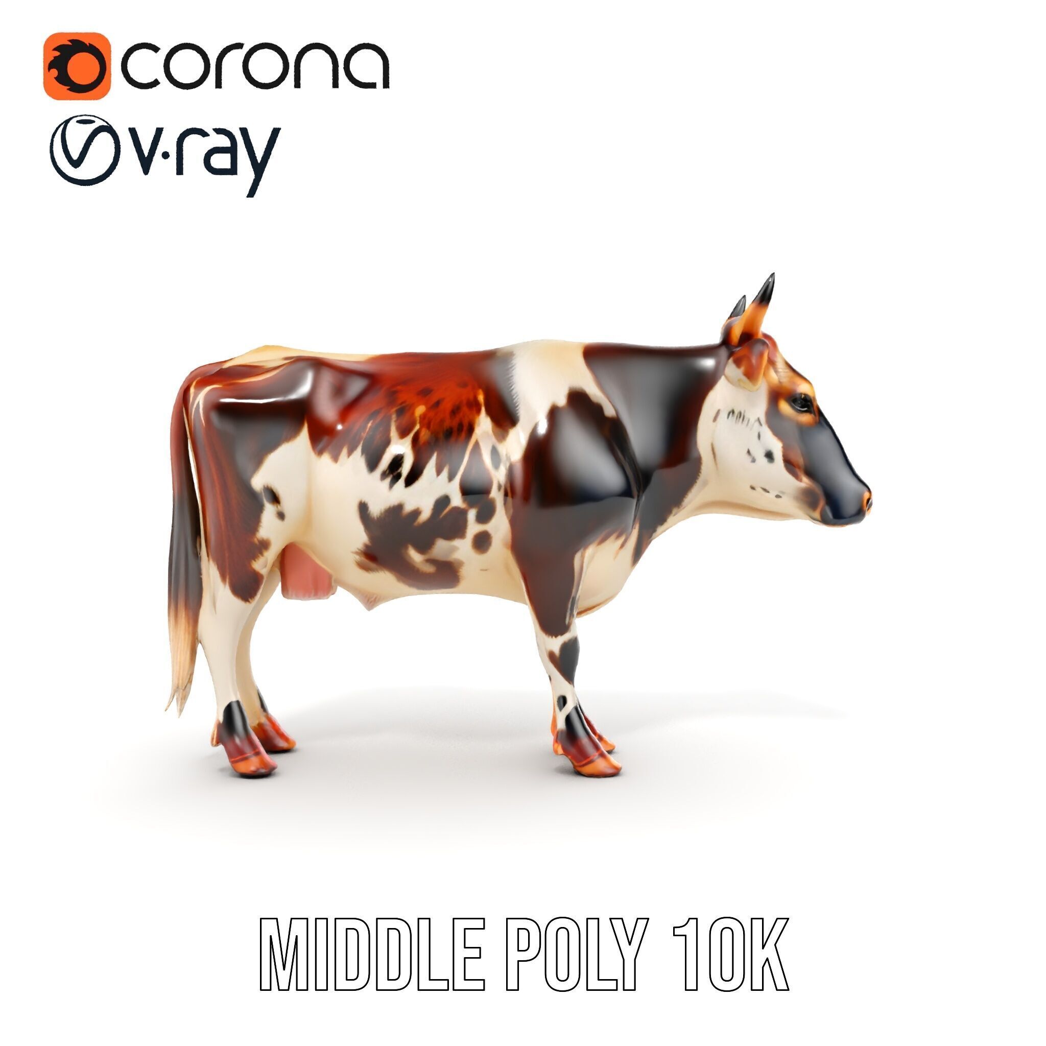 Spotted Cow D Model Pack Low-poly 3D model_19