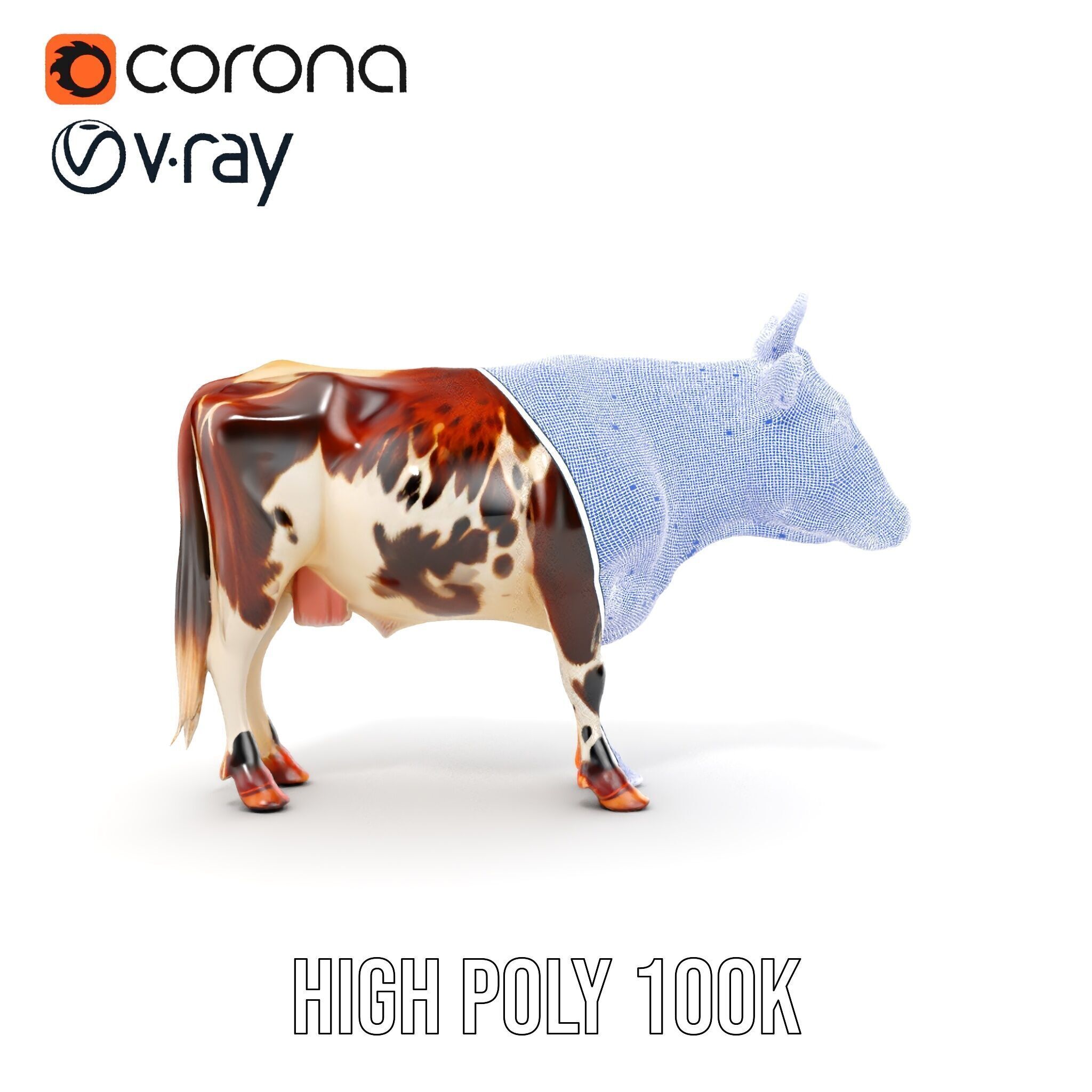 Spotted Cow D Model Pack Low-poly 3D model_36