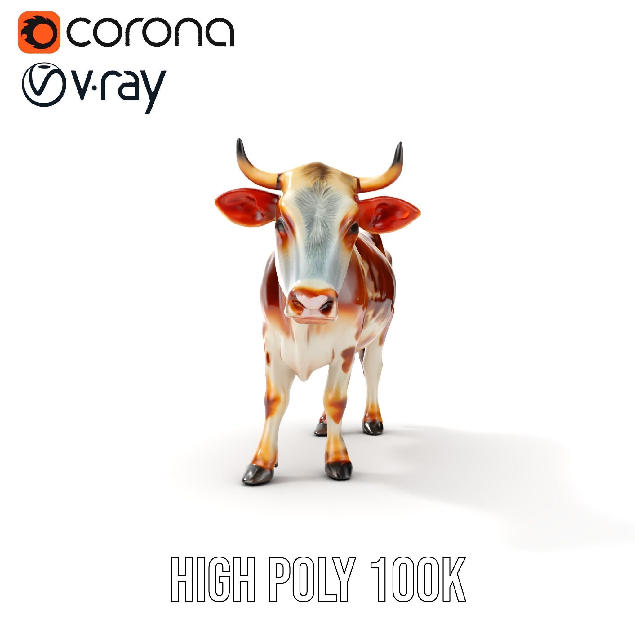 Realistic Cow D Model Pack for Animation and Games Low-poly 3D model_16