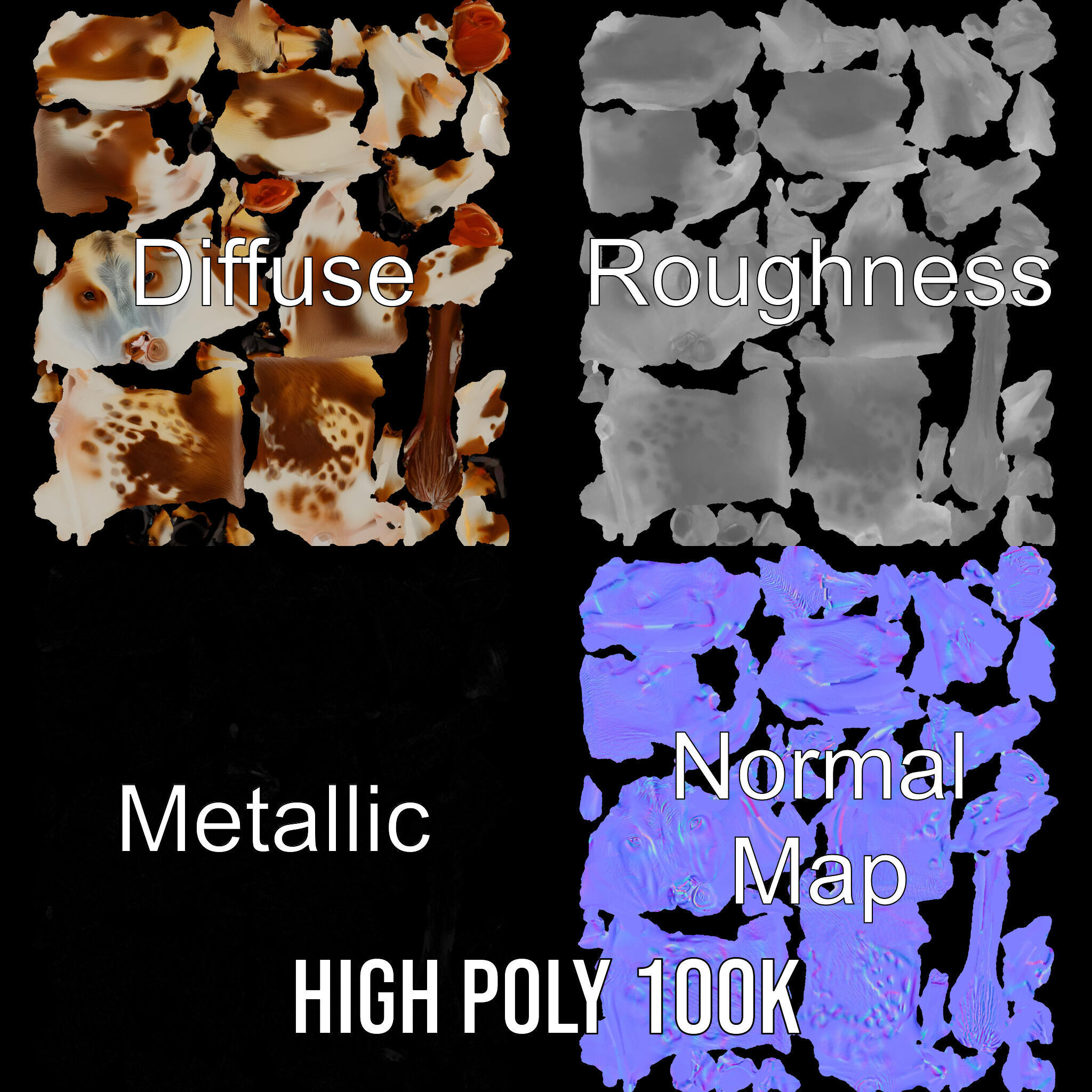 Realistic Cow D Model Pack for Animation and Games Low-poly 3D model_4