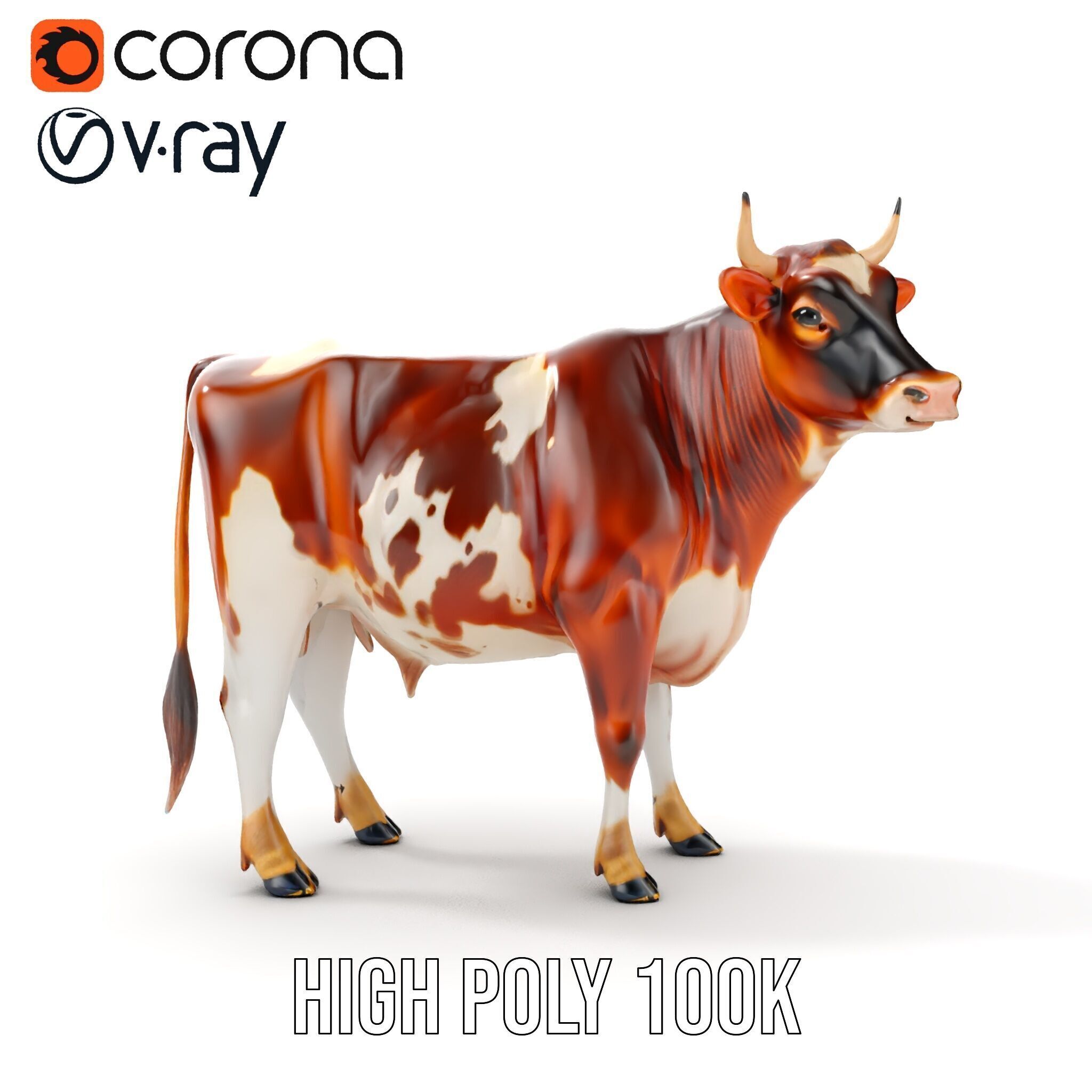 Holstein Cow D Model Pack Low-poly 3D model_14