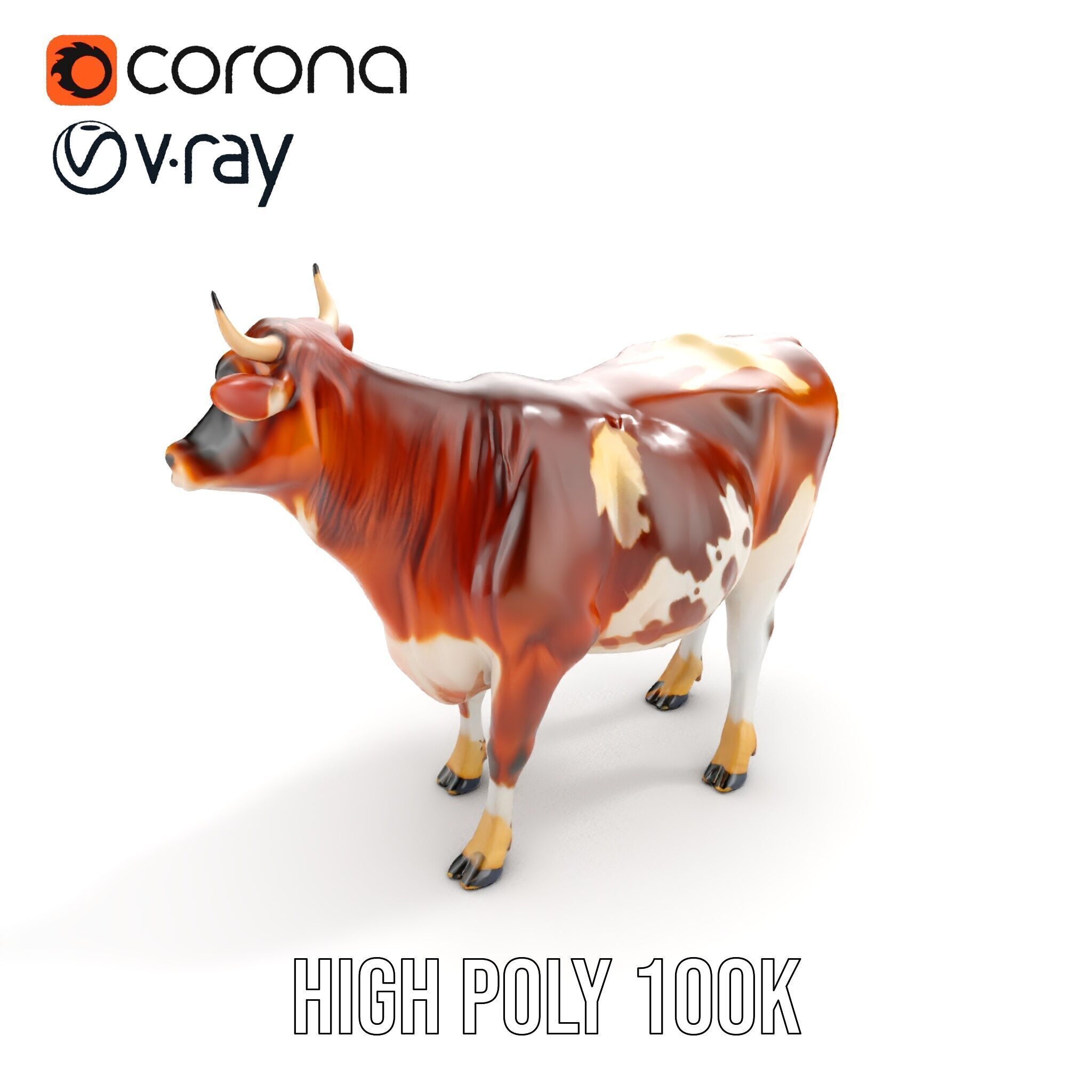 Holstein Cow D Model Pack Low-poly 3D model_17