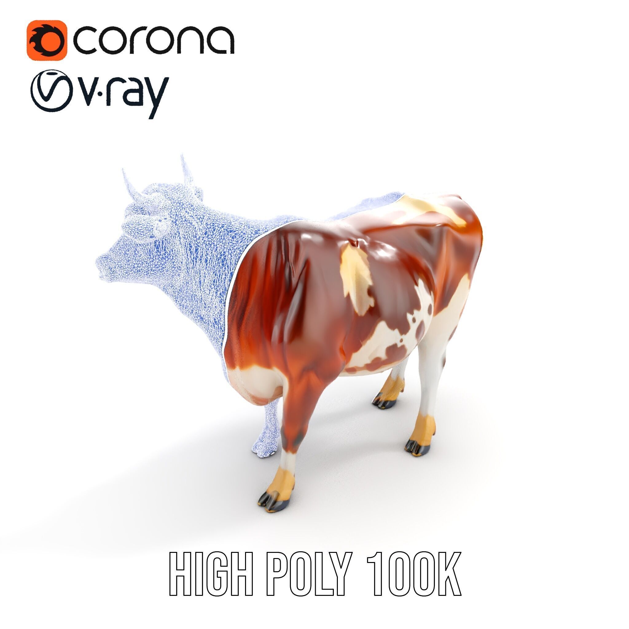 Holstein Cow D Model Pack Low-poly 3D model_36