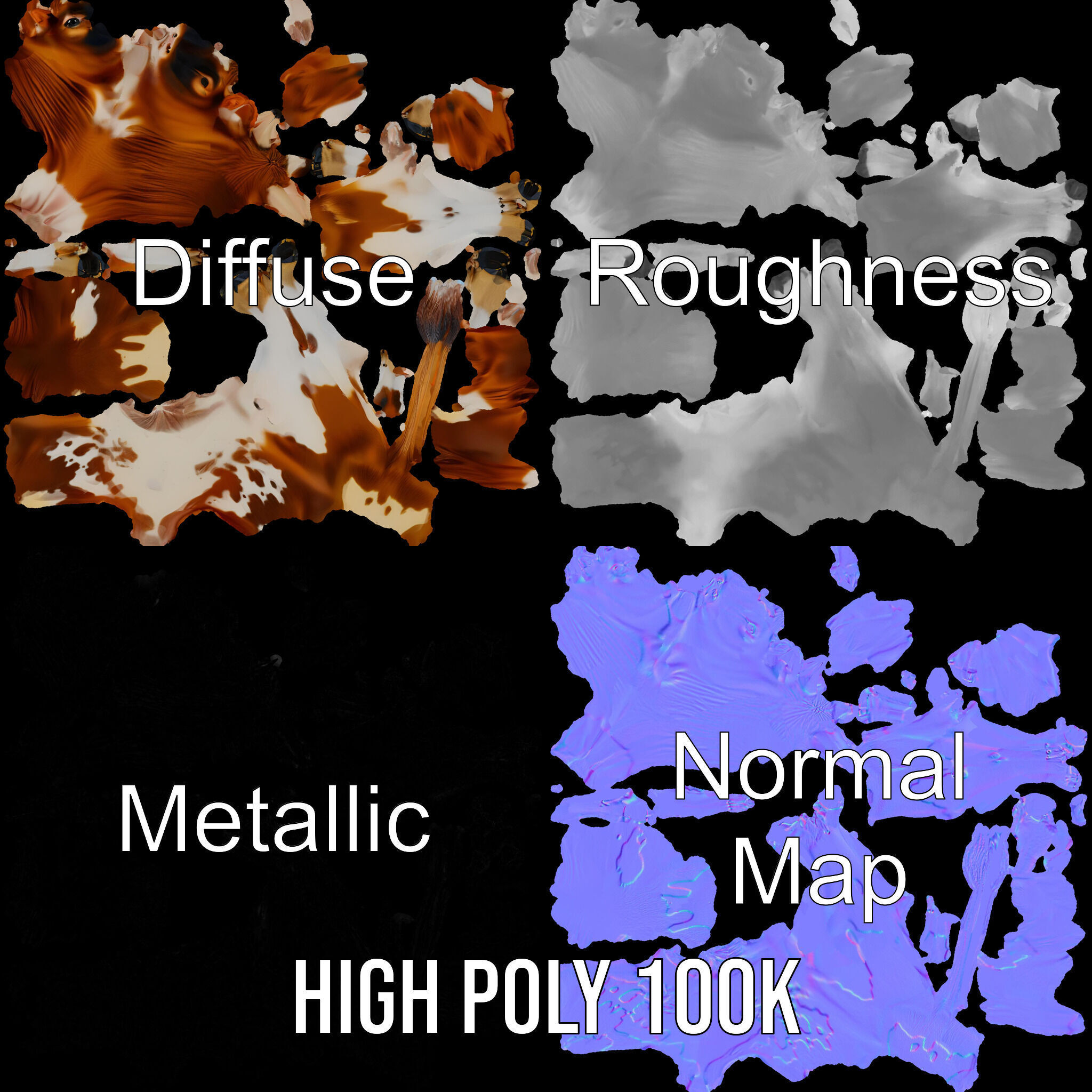 Holstein Cow D Model Pack Low-poly 3D model_4