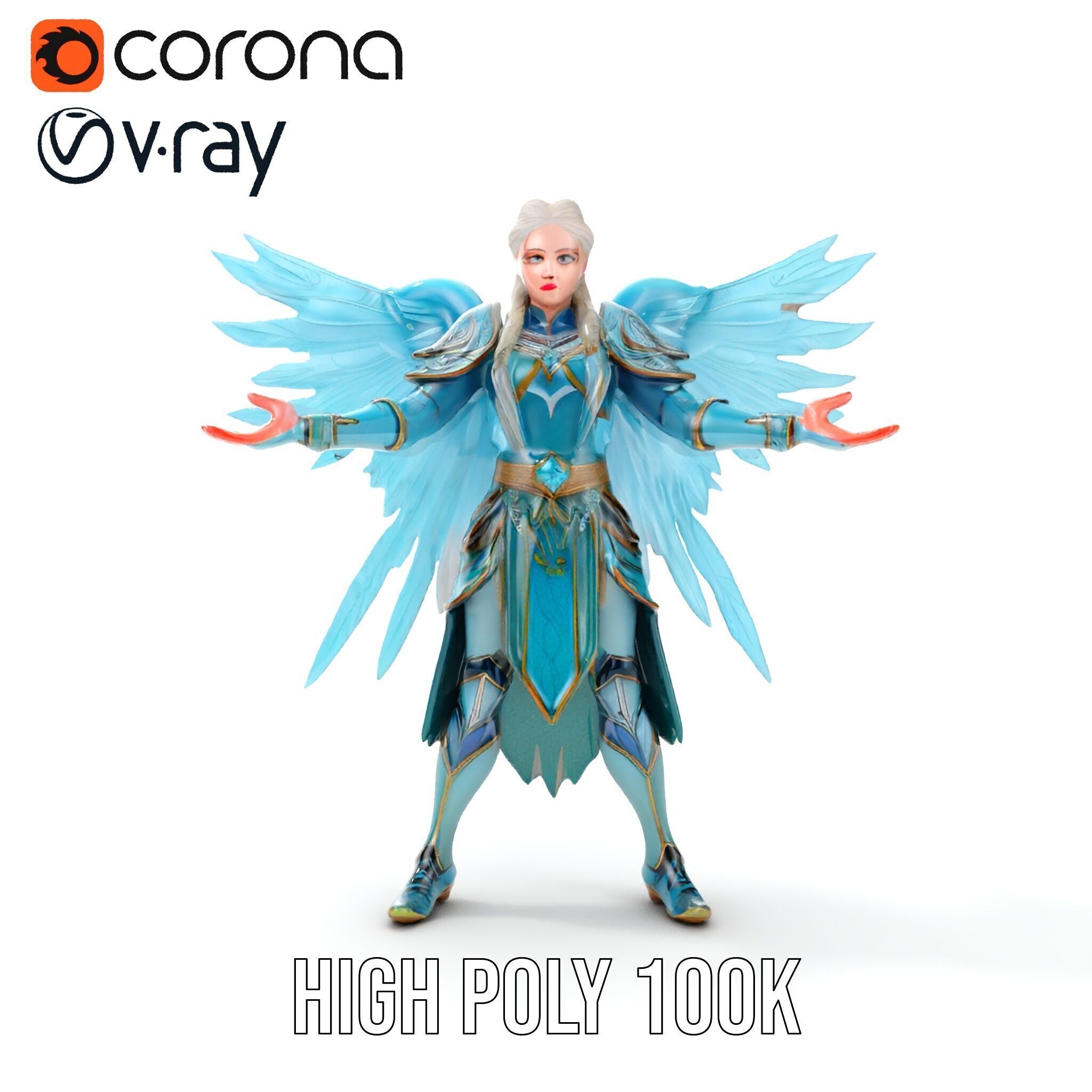 Guardian Angel Character Model  Rigged and Animated Low-poly 3D model_38