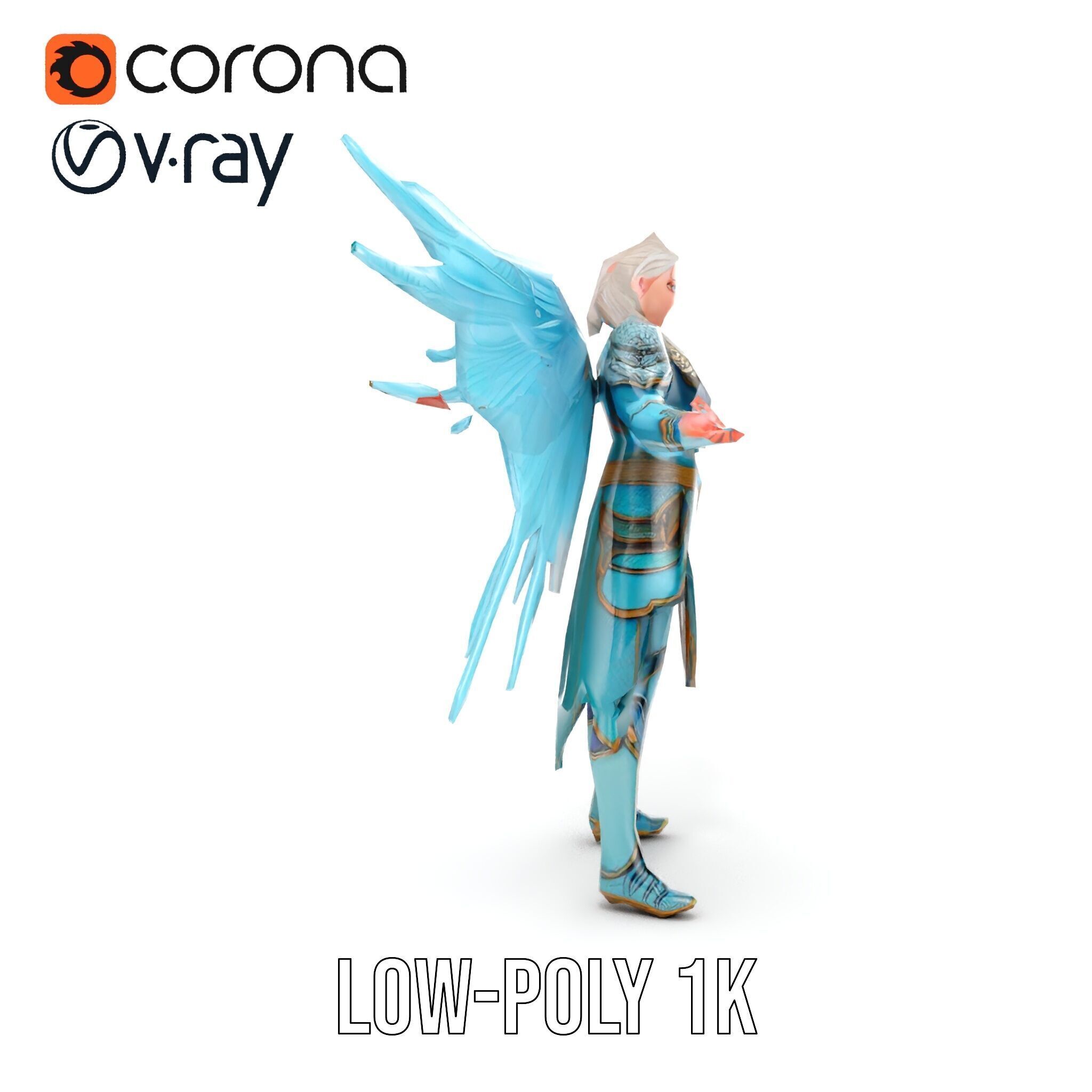 Guardian Angel Character Model  Rigged and Animated Low-poly 3D model_27