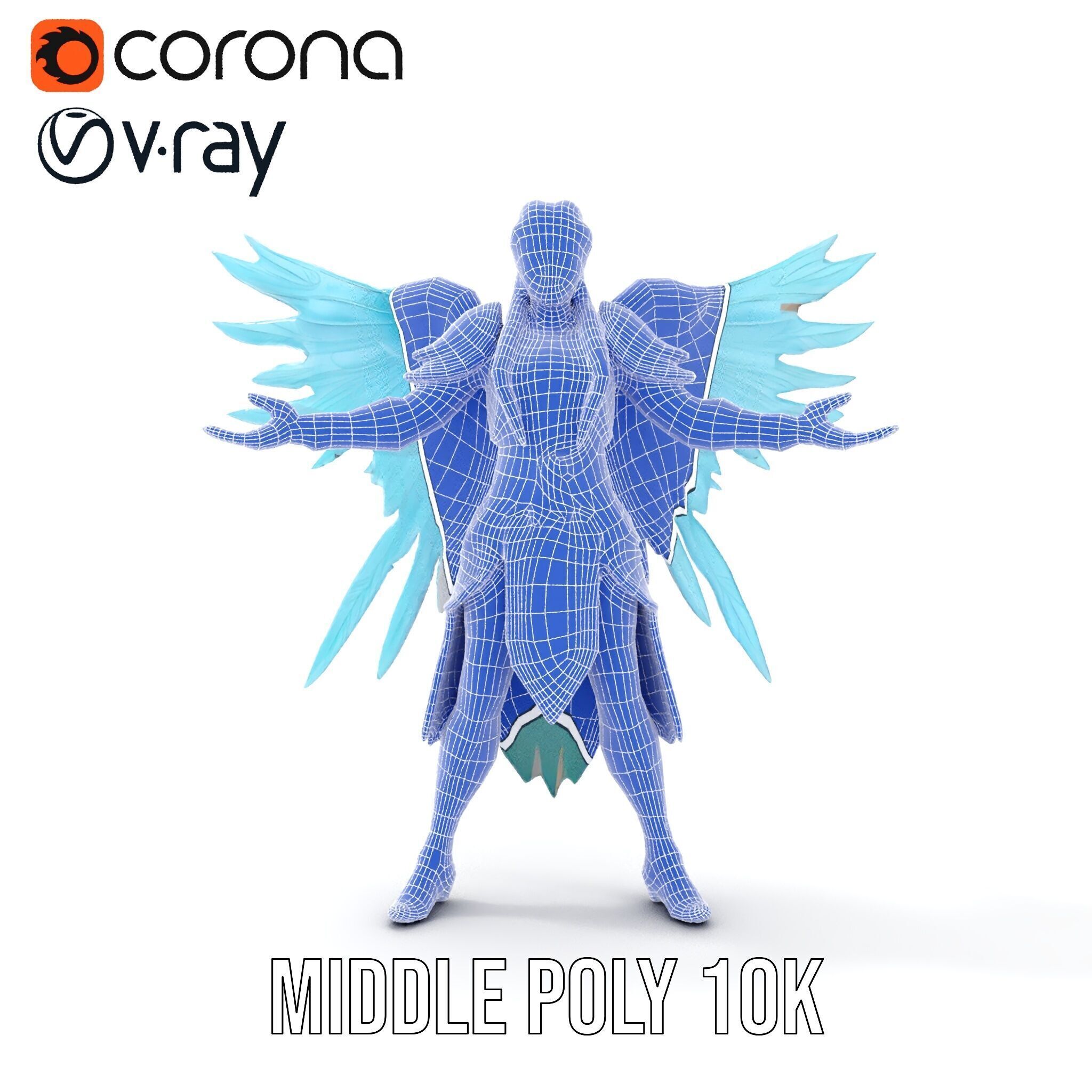 Guardian Angel Character Model  Rigged and Animated Low-poly 3D model_37