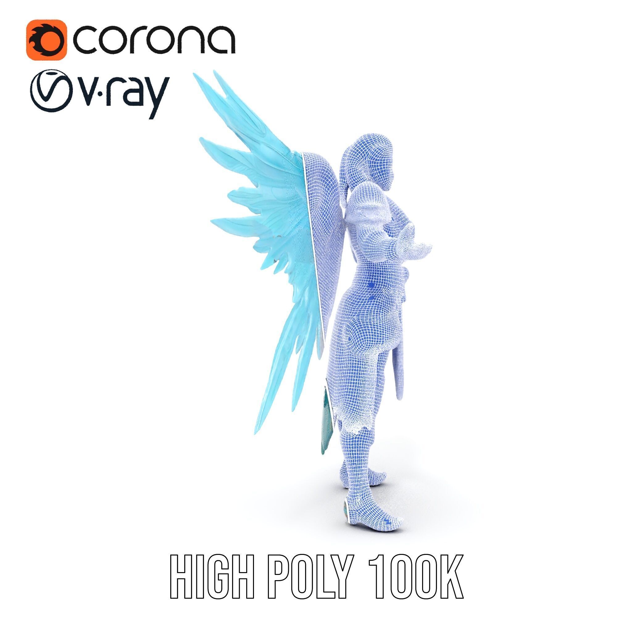 Guardian Angel Character Model  Rigged and Animated Low-poly 3D model_41