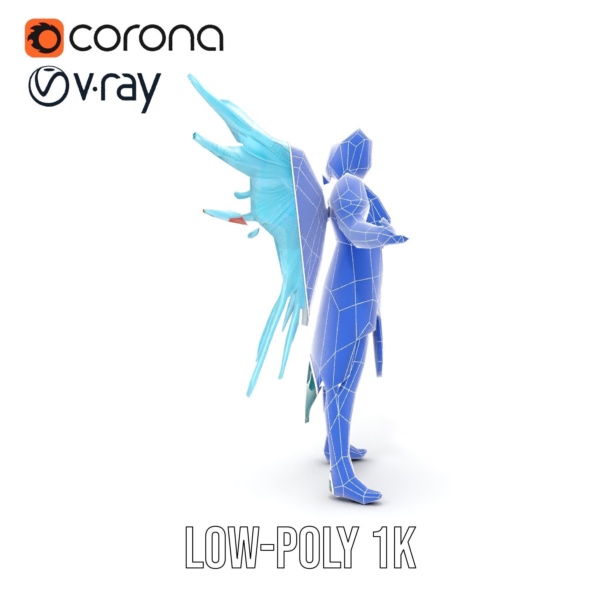 Guardian Angel Character Model  Rigged and Animated Low-poly 3D model_33