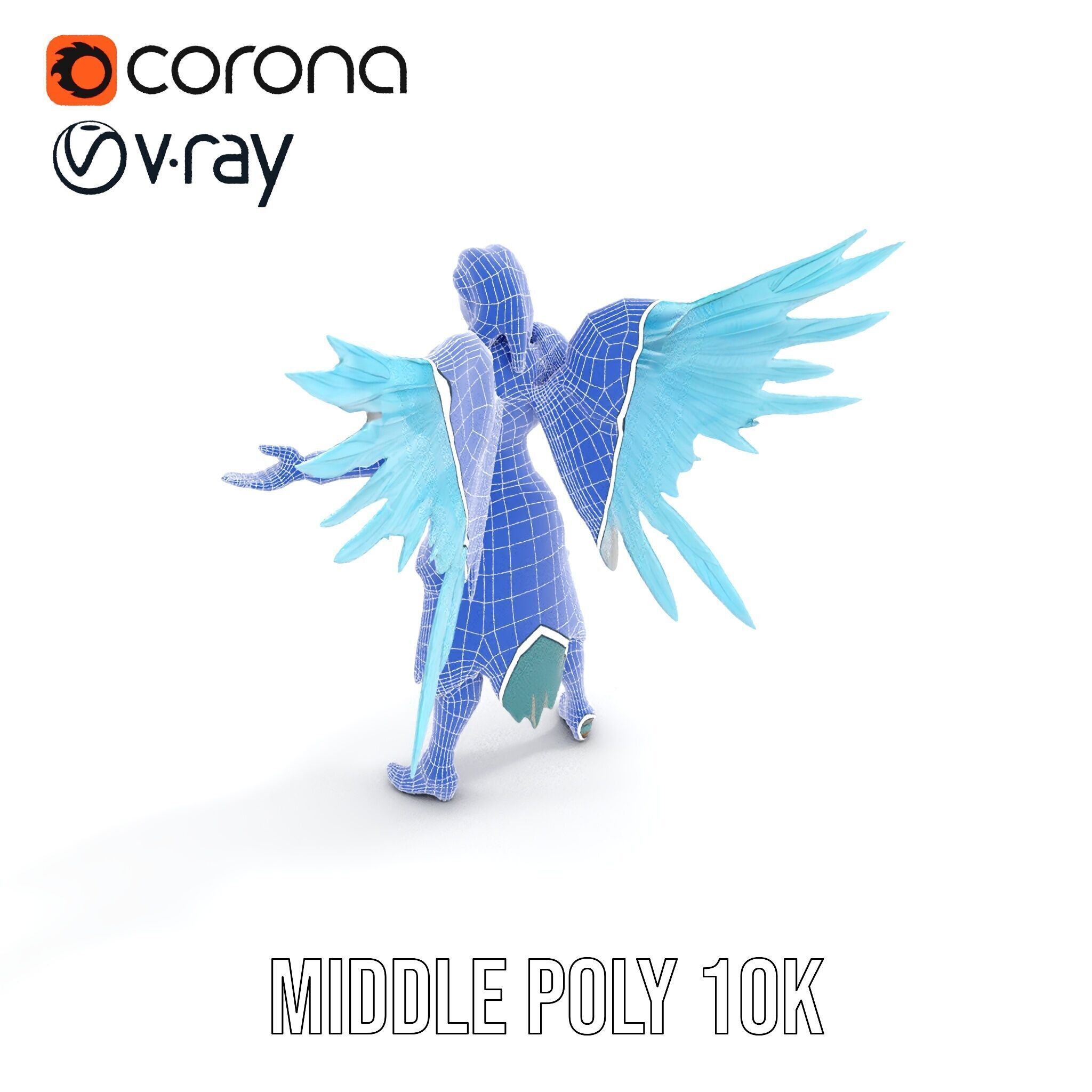 Guardian Angel Character Model  Rigged and Animated Low-poly 3D model_26