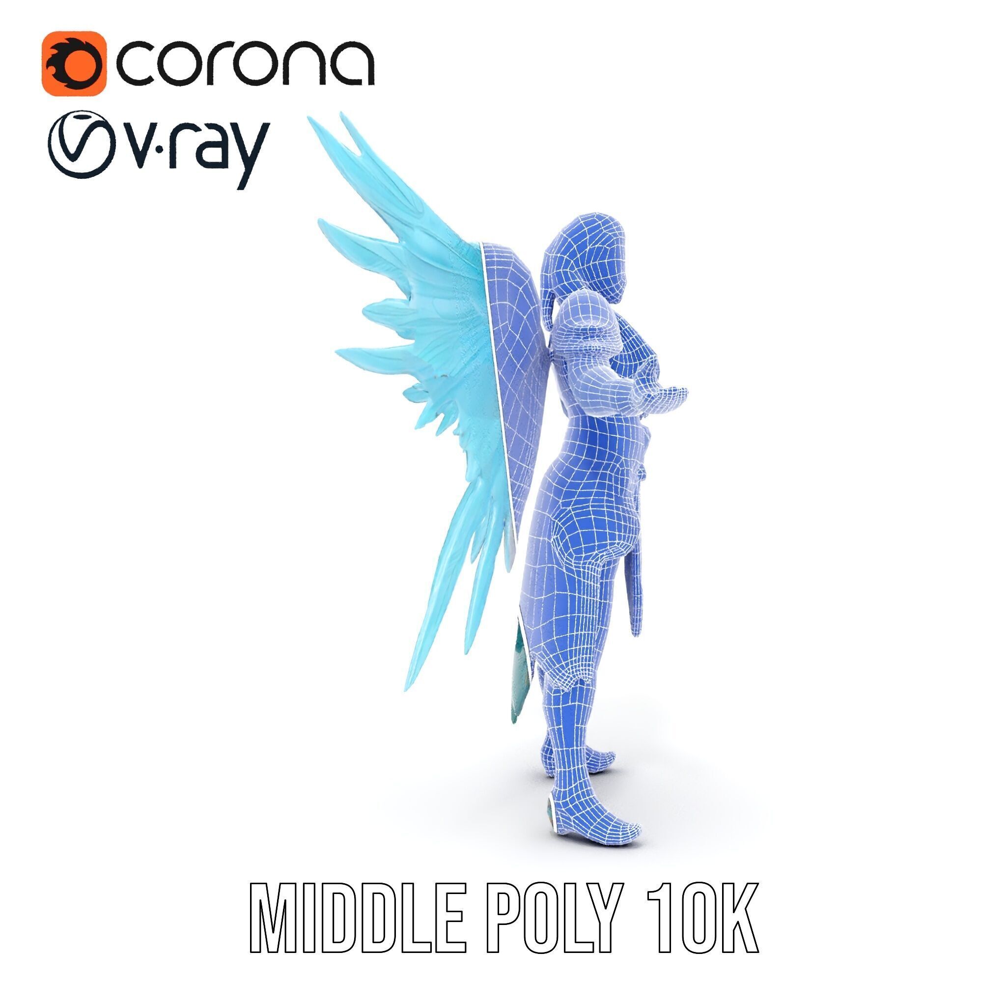 Guardian Angel Character Model  Rigged and Animated Low-poly 3D model_29