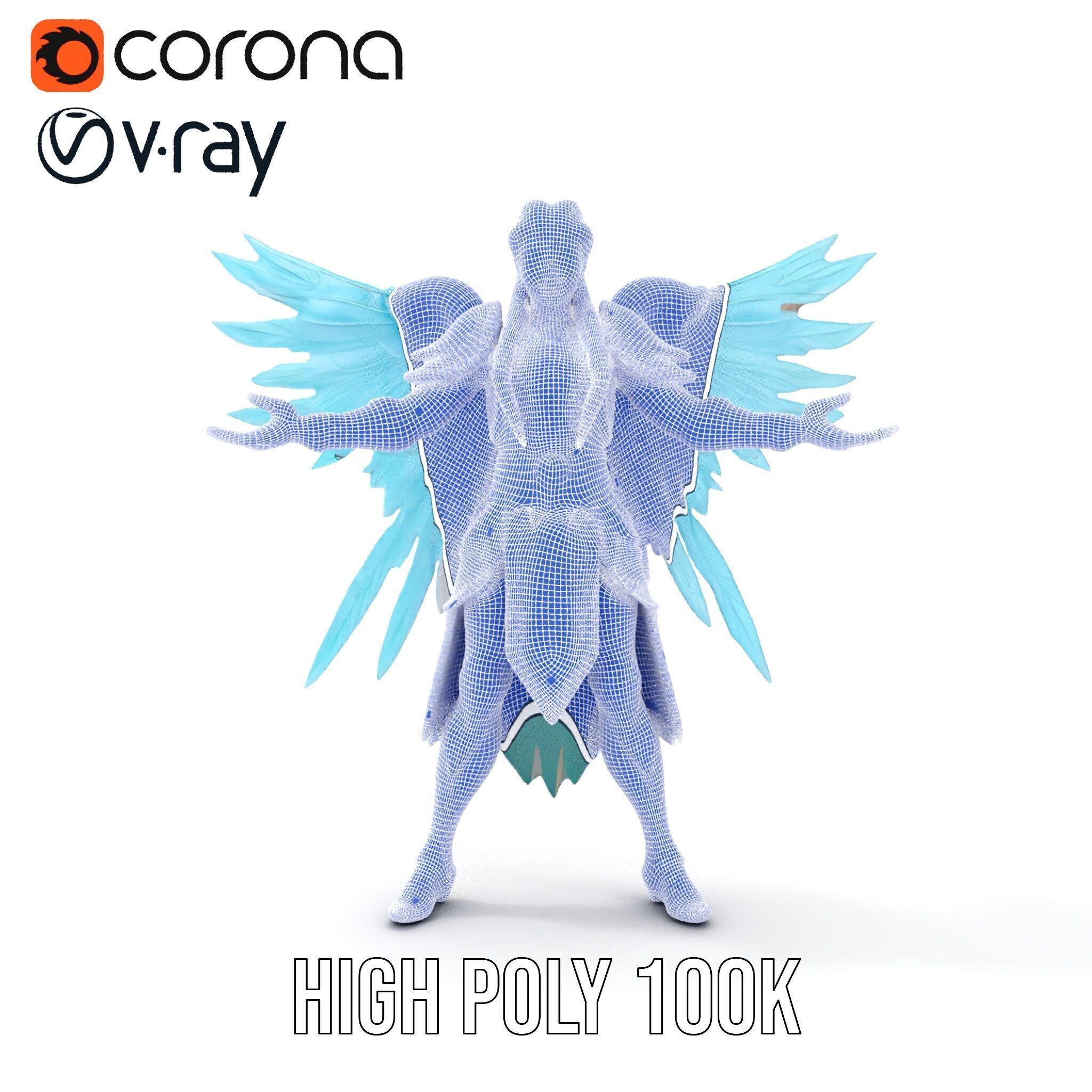 Guardian Angel Character Model  Rigged and Animated Low-poly 3D model_40