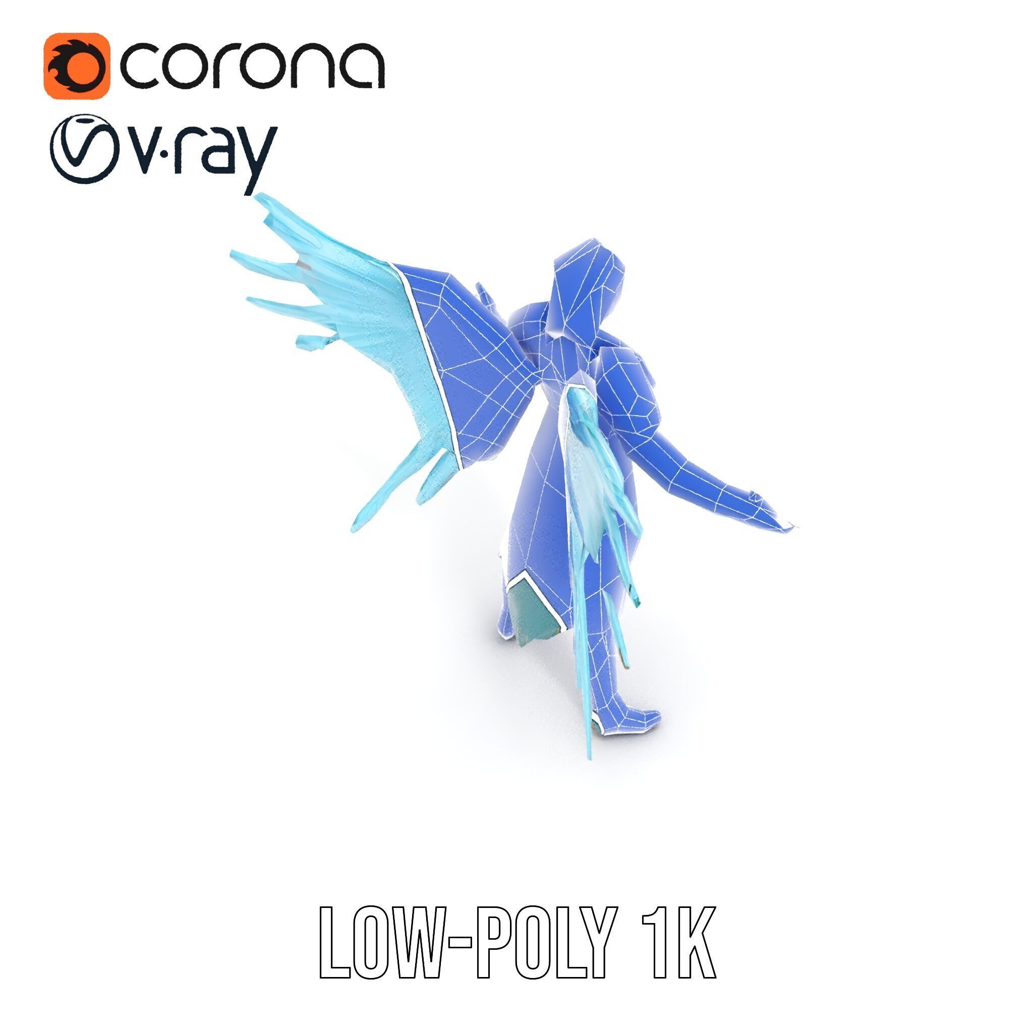 Guardian Angel Character Model  Rigged and Animated Low-poly 3D model_24