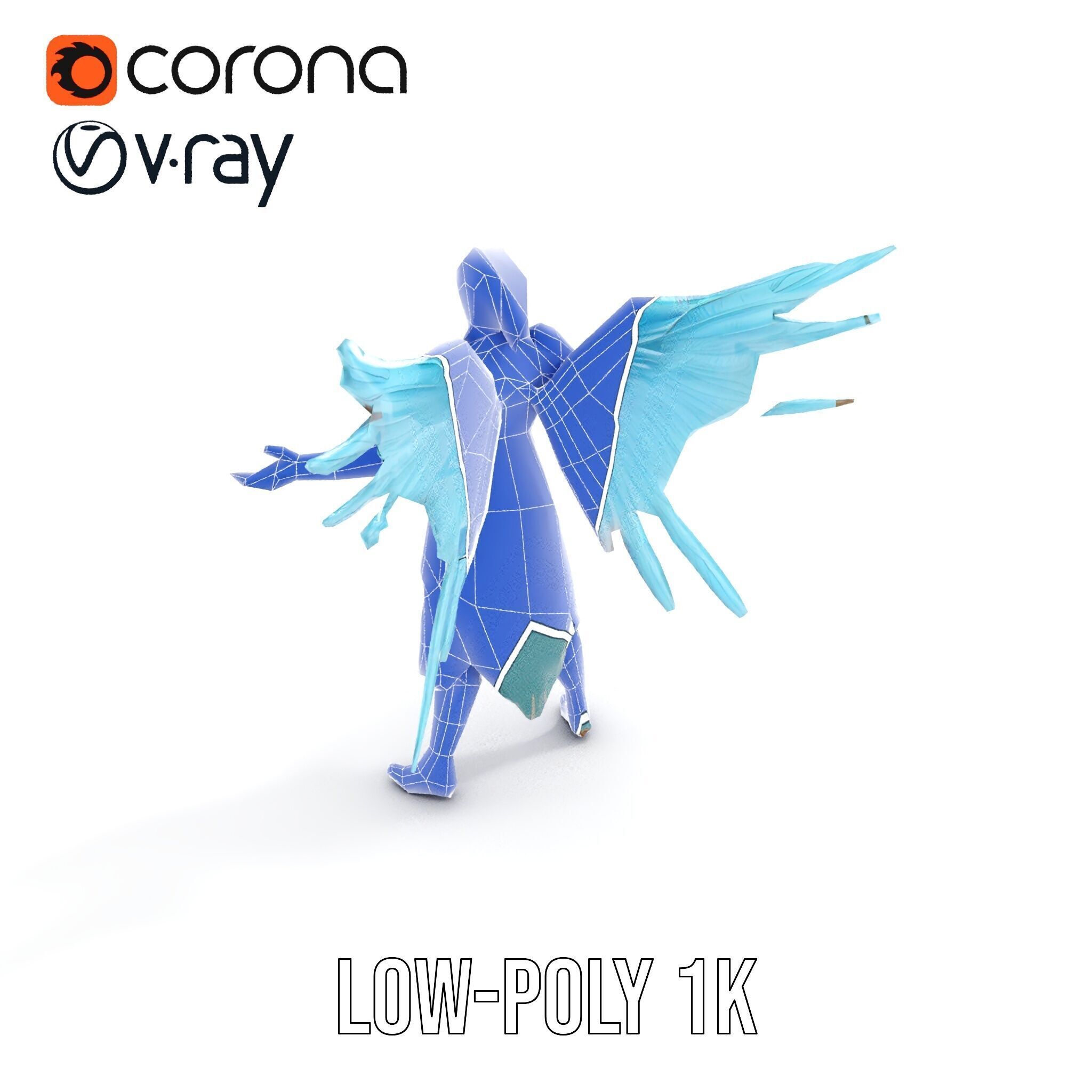 Guardian Angel Character Model  Rigged and Animated Low-poly 3D model_21