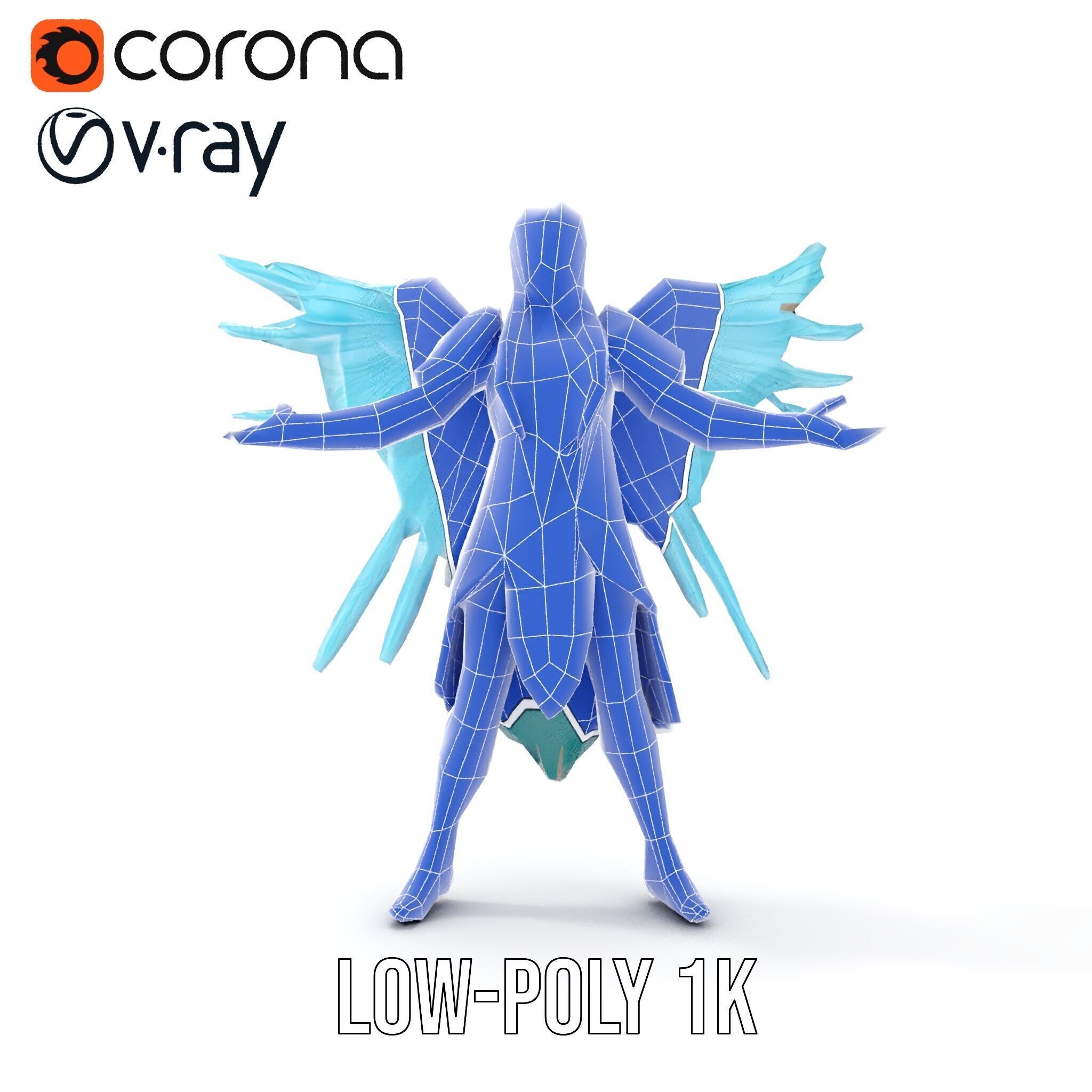 Guardian Angel Character Model  Rigged and Animated Low-poly 3D model_30