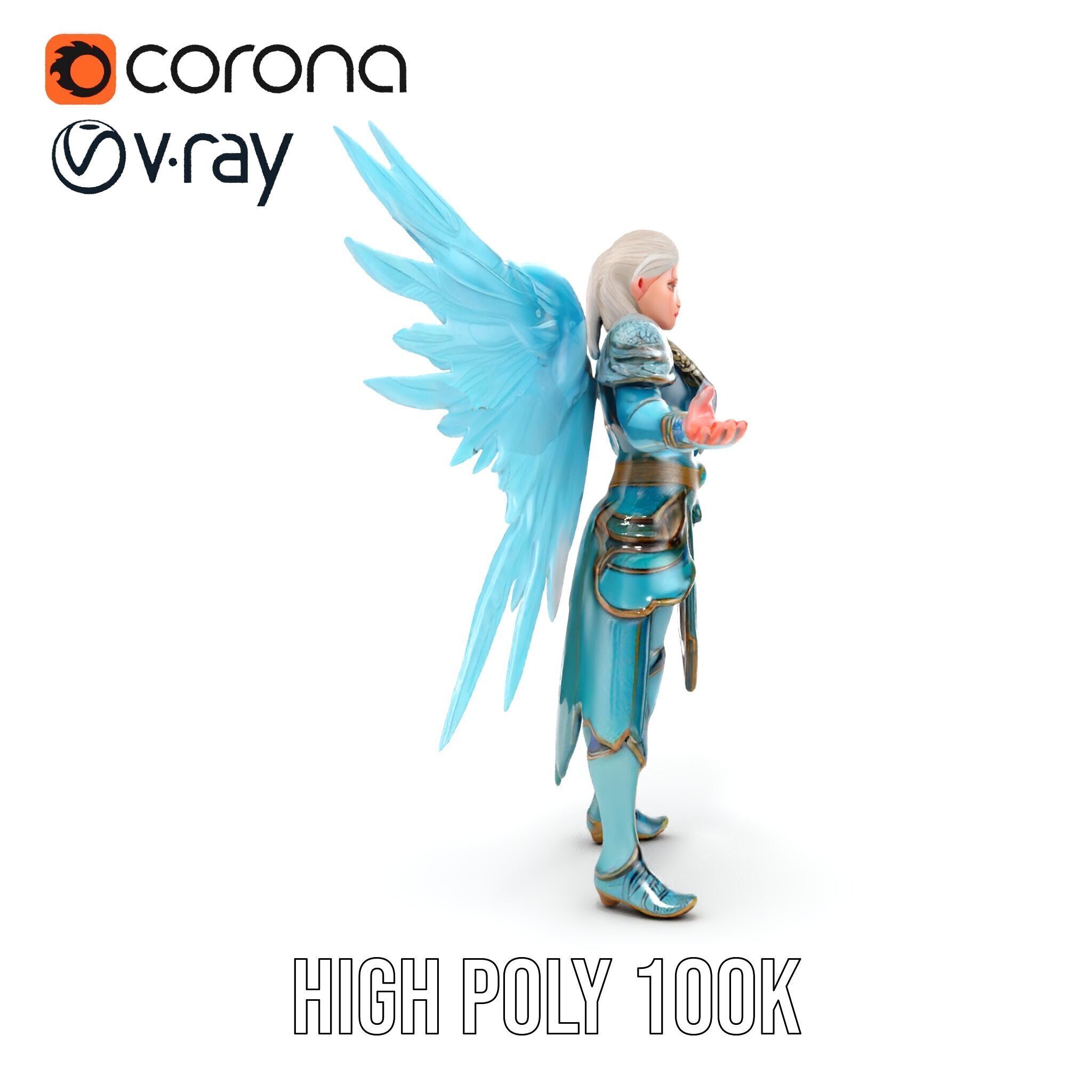 Guardian Angel Character Model  Rigged and Animated Low-poly 3D model_36