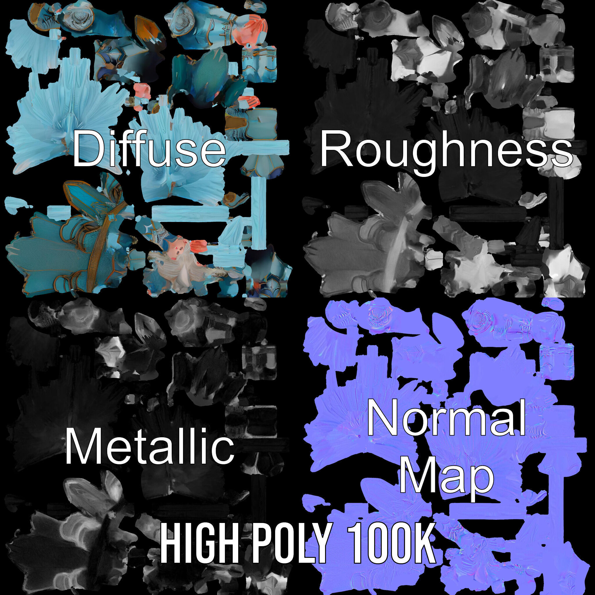 Guardian Angel Character Model  Rigged and Animated Low-poly 3D model_4