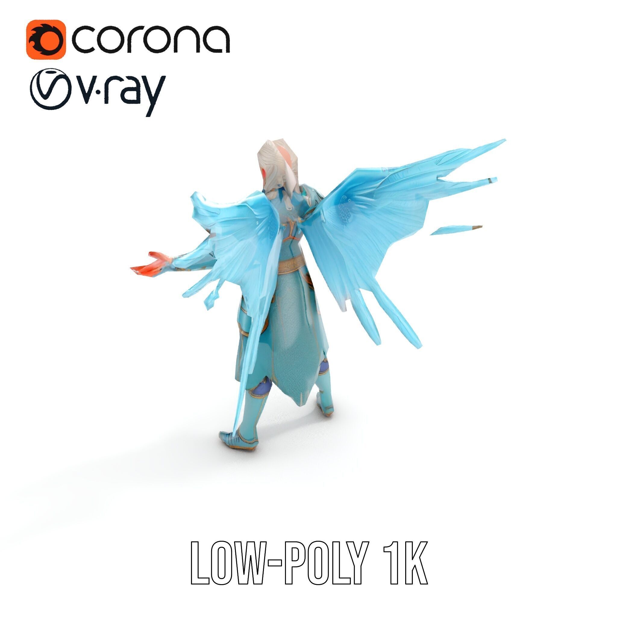 Guardian Angel Character Model  Rigged and Animated Low-poly 3D model_17