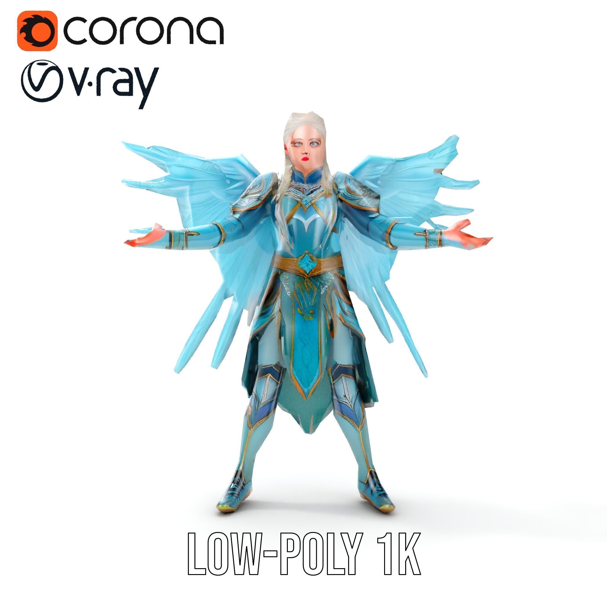 Guardian Angel Character Model  Rigged and Animated Low-poly 3D model_19