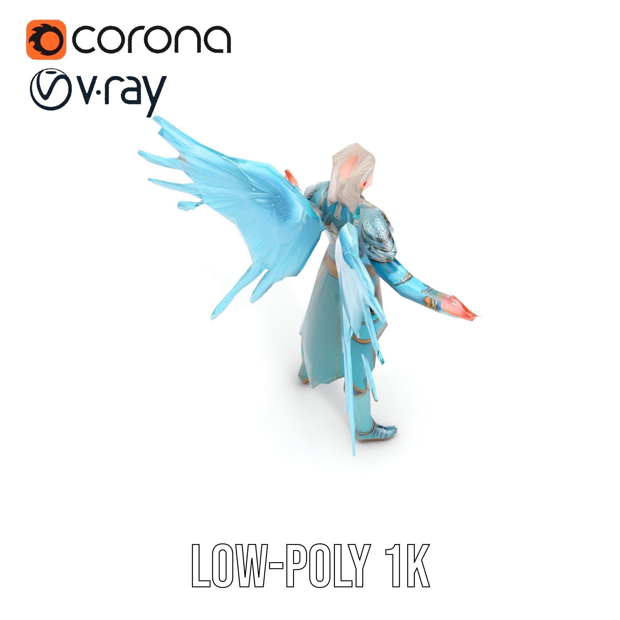 Guardian Angel Character Model  Rigged and Animated Low-poly 3D model_11