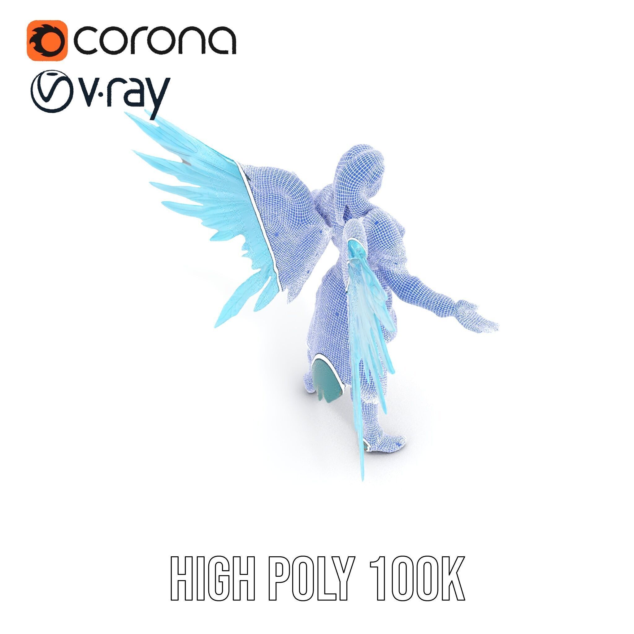 Guardian Angel Character Model  Rigged and Animated Low-poly 3D model_28