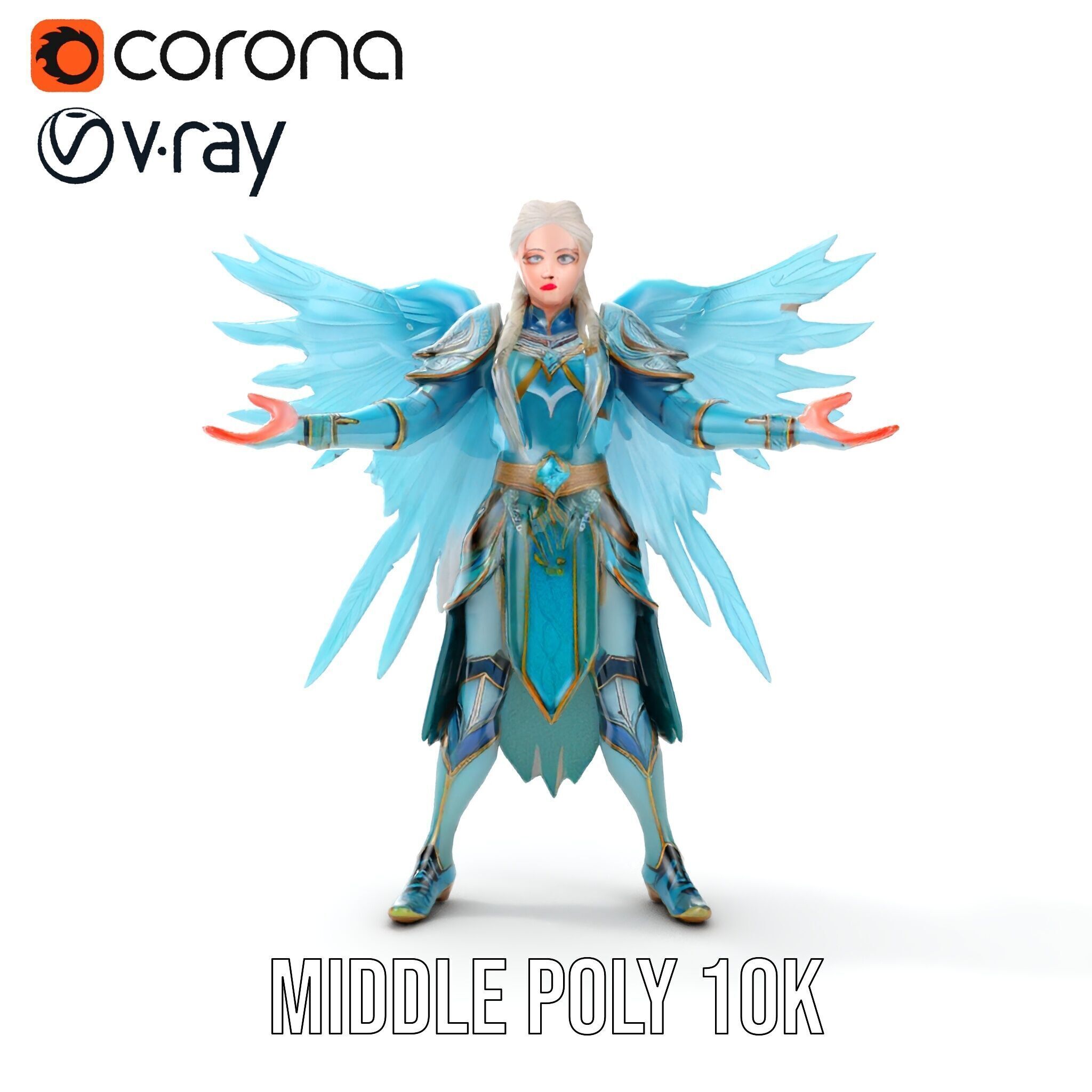 Guardian Angel Character Model  Rigged and Animated Low-poly 3D model_16