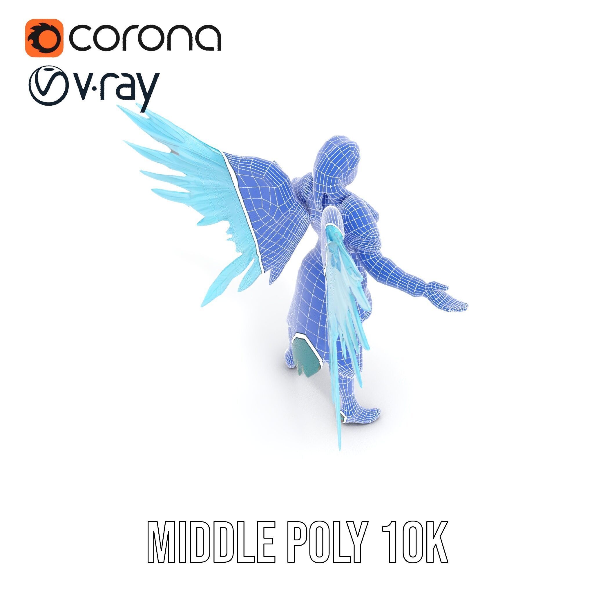 Guardian Angel Character Model  Rigged and Animated Low-poly 3D model_34
