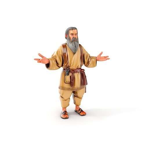 Old Hermit Character Model Rigged and Animated Low-poly 3D model
