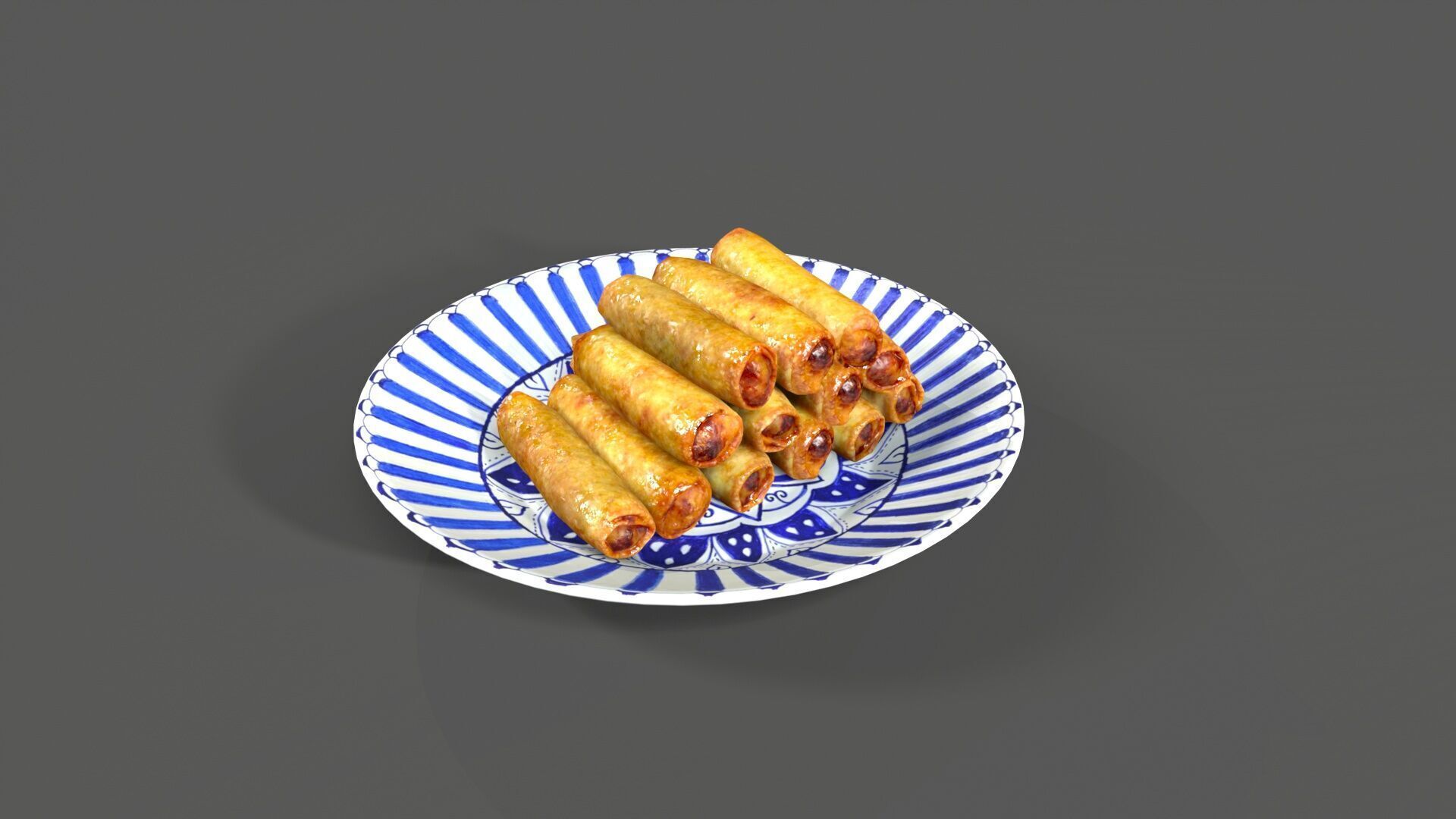 chinese food Spring Roll Low-poly 3D model_2
