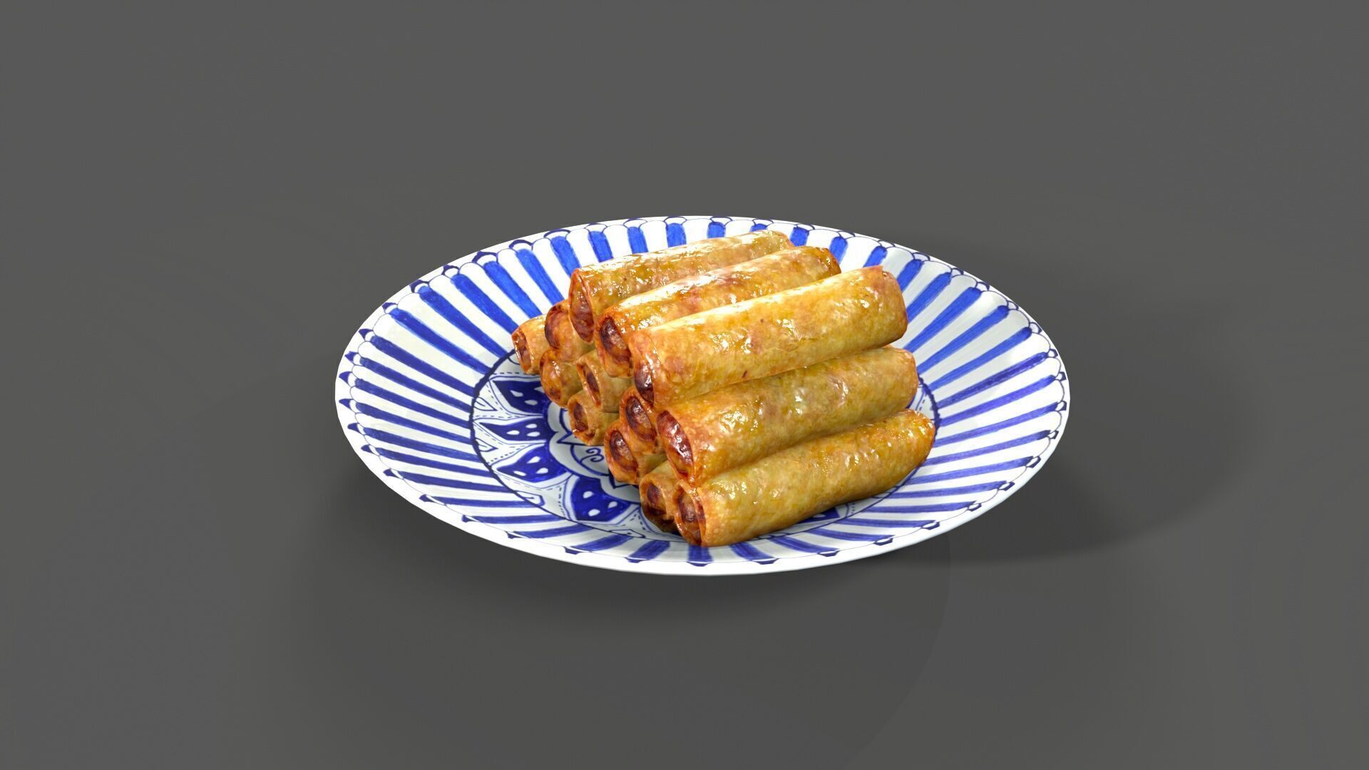 chinese food Spring Roll Low-poly 3D model_3