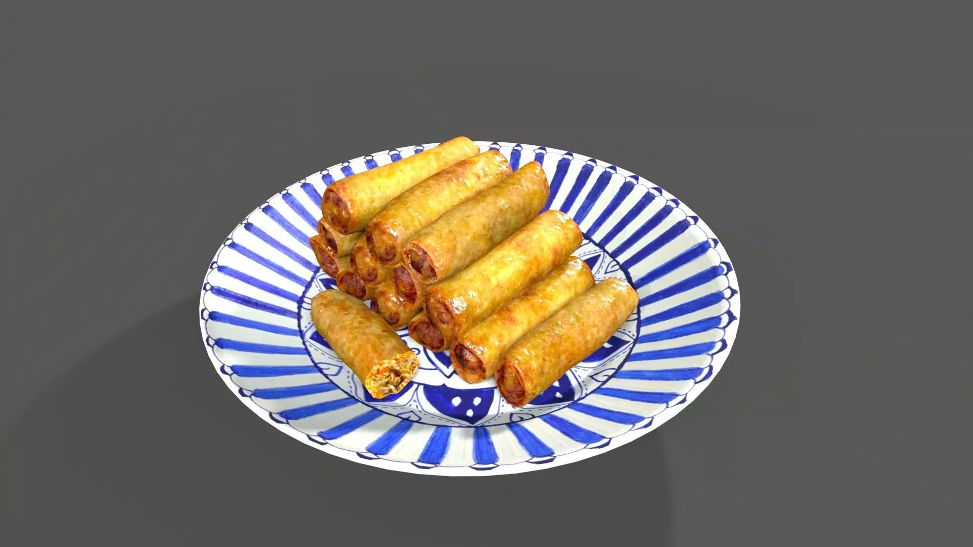 chinese food Spring Roll Low-poly 3D model_0
