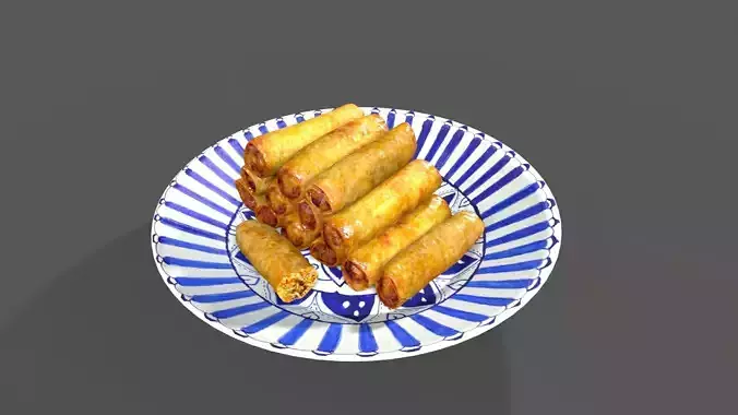 chinese food Spring Roll Low-poly 3D model