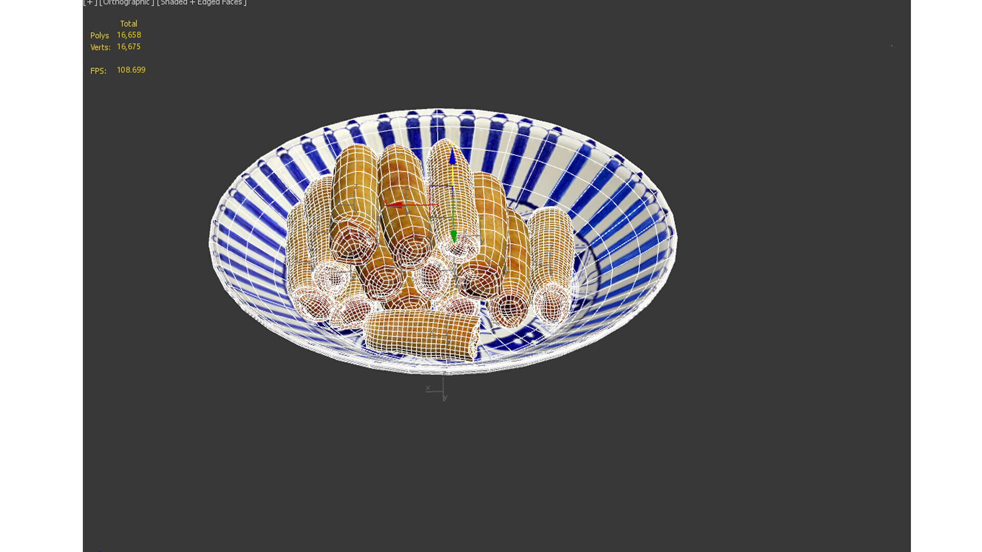chinese food Spring Roll Low-poly 3D model_7