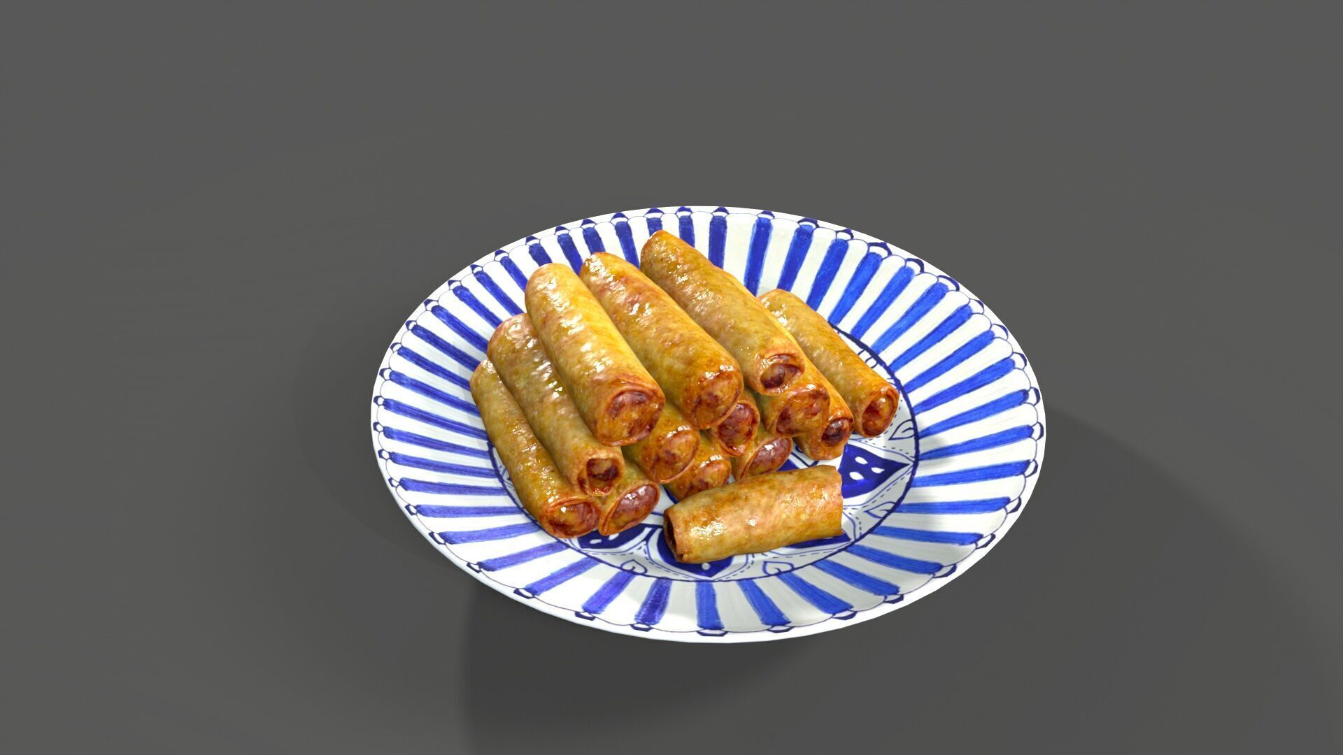 chinese food Spring Roll Low-poly 3D model_4