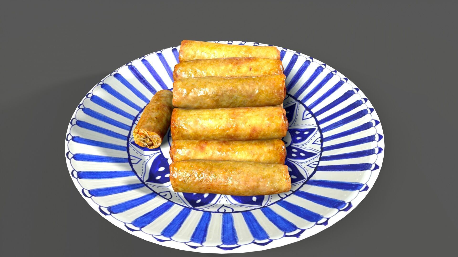 chinese food Spring Roll Low-poly 3D model_1