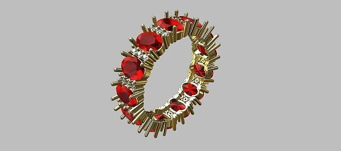 Oval Studded Ring 3D print model