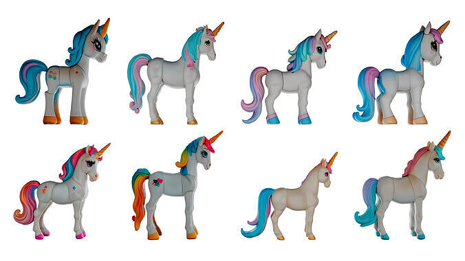 Plastic Toy Unicorn Batch 2 Free 3D model