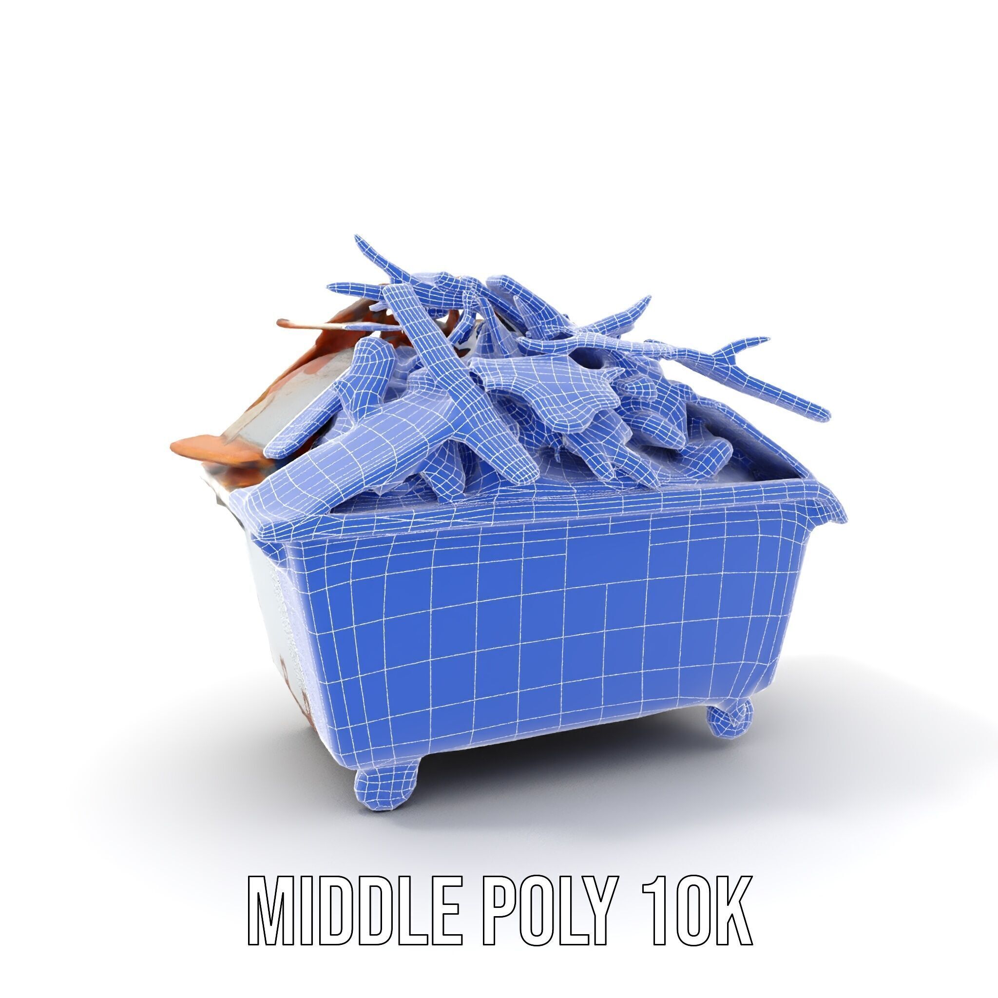 Industrial Waste Dumpster with Scrap Wood Model Pack Low-poly 3D model_15