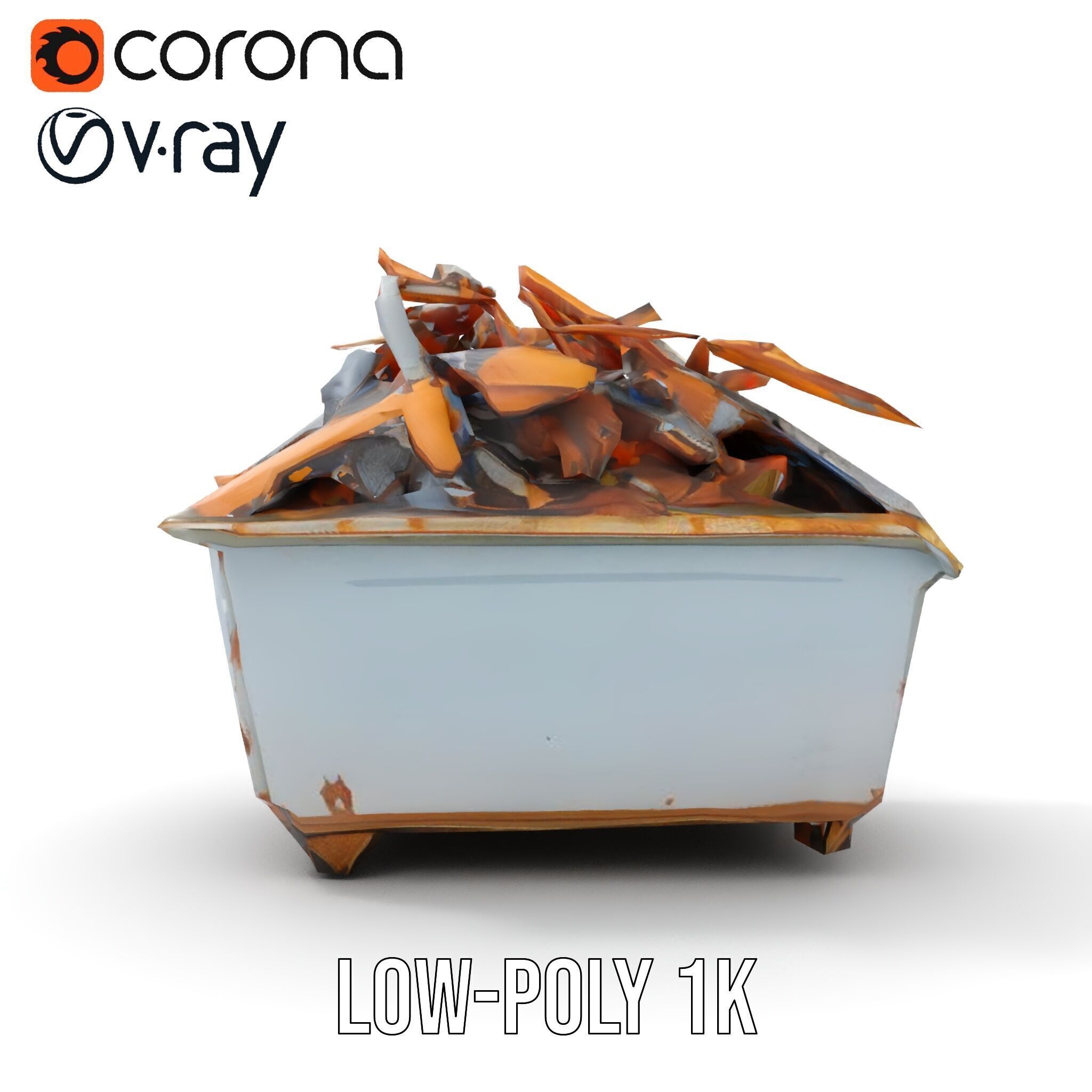 Industrial Waste Dumpster with Scrap Wood Model Pack Low-poly 3D model_10