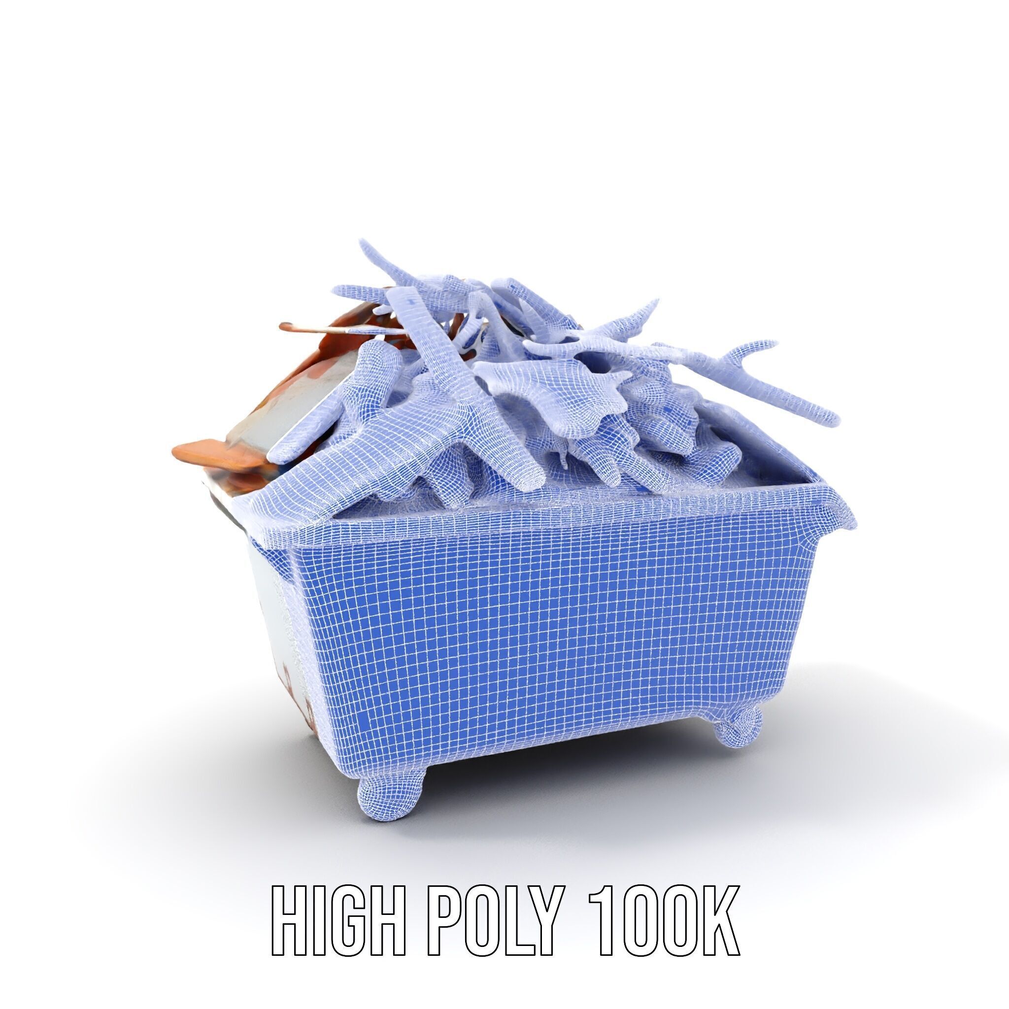 Industrial Waste Dumpster with Scrap Wood Model Pack Low-poly 3D model_4