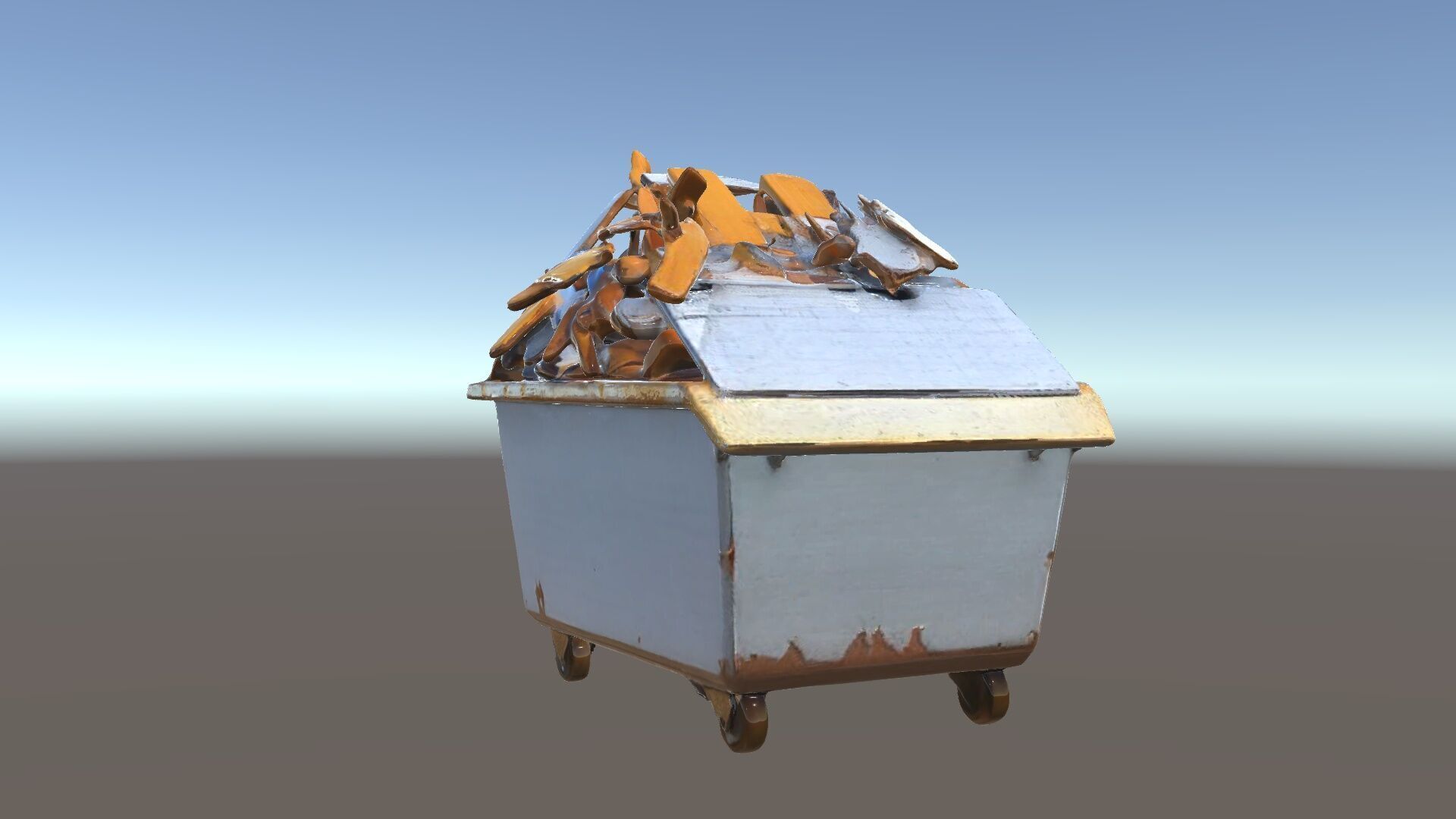 Industrial Waste Dumpster with Scrap Wood Model Pack Low-poly 3D model_5